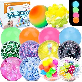 Sensory Stress Balls Set, Squishy Stress Ball,14 Pack Stress Relief Ball Toys for Adults Kids Autism Hyperactivity, Anxiety Relief Sensory Balls, Stress Relieve, Increase Entertainment