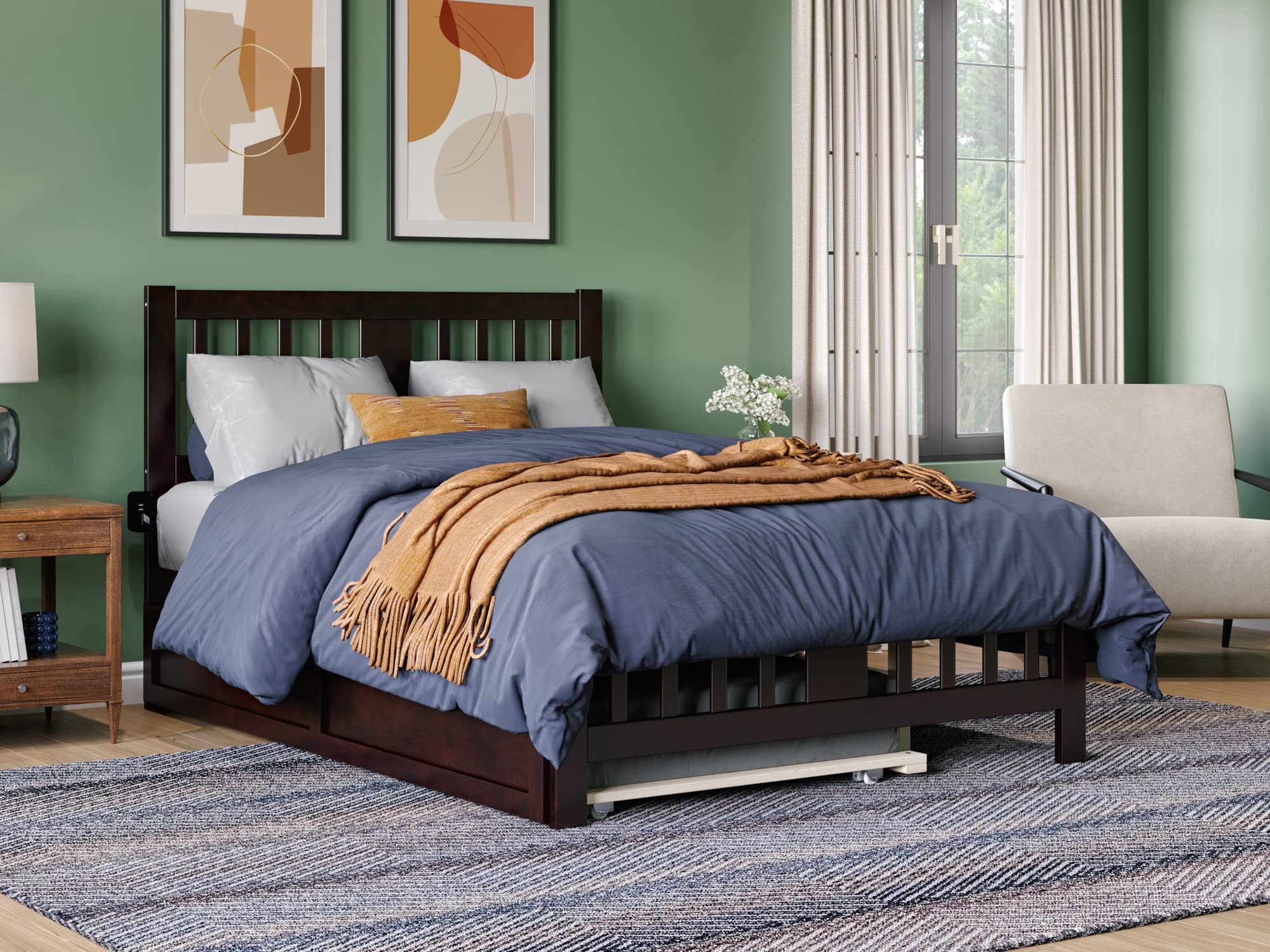 AFI, Tahoe Twin XL Platform Bed with Matching Footboard, Twin XL Trundle, Espresso