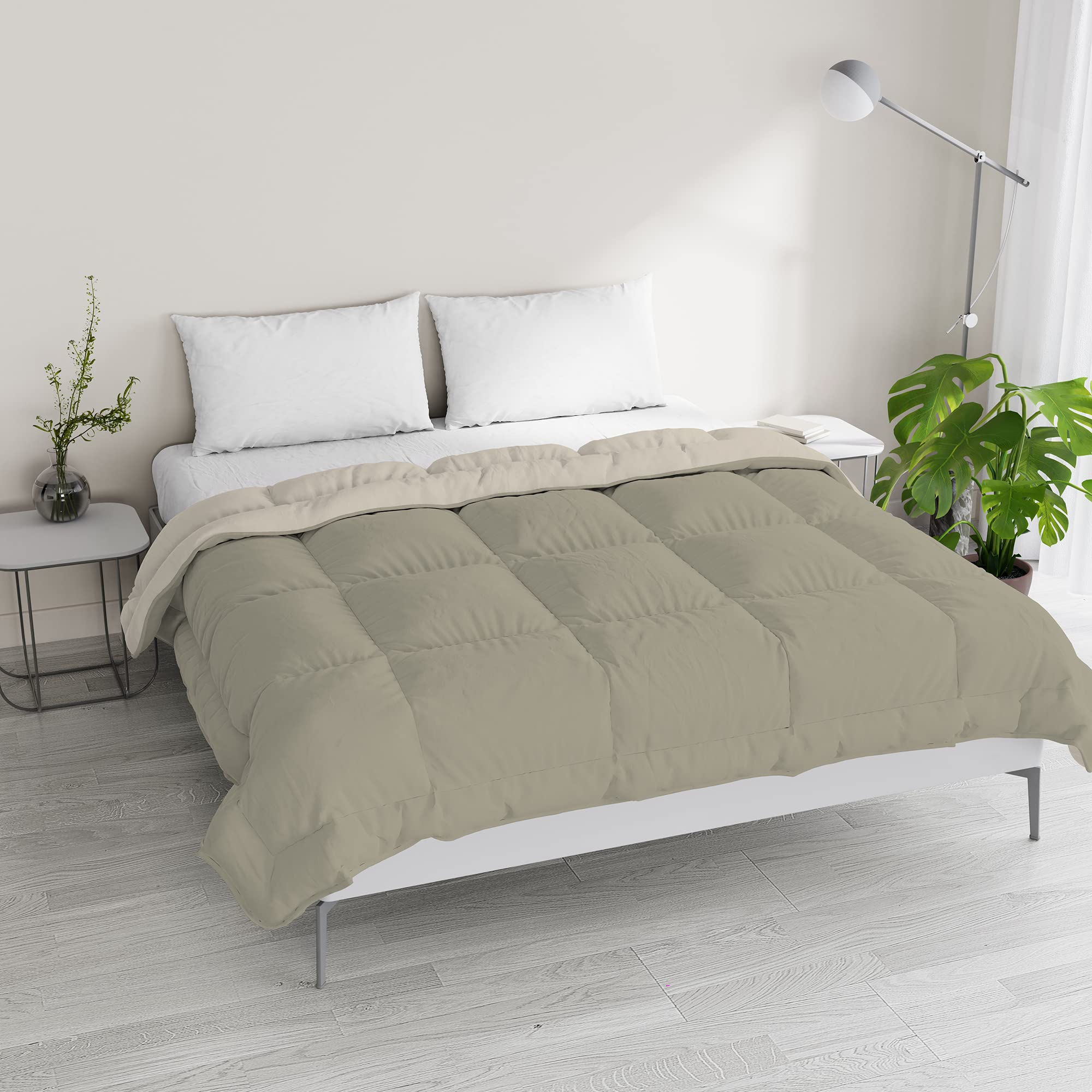 Italian Bed Linen Piumino Invernale Bicolore sogni e capricci, Tortora/Panna, Matrimoniale 250x200cm