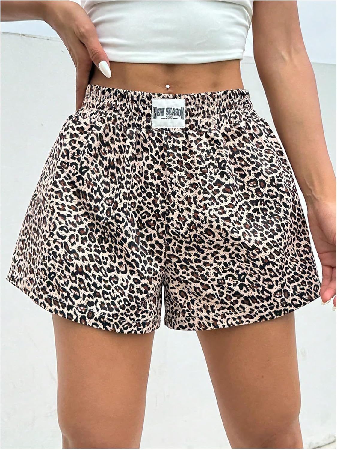 WDIRARA Women's Leopard Print Mini Shorts High Waist Elastic Loose Shorts - Image 5