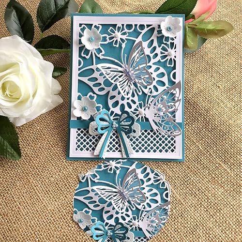 Miniatura 3 de Troqueles de metal con fondo de mariposa, plantillas cuadradas de corte de flores de mariposa para bricolaje, tarjetas de invitación, álbum de