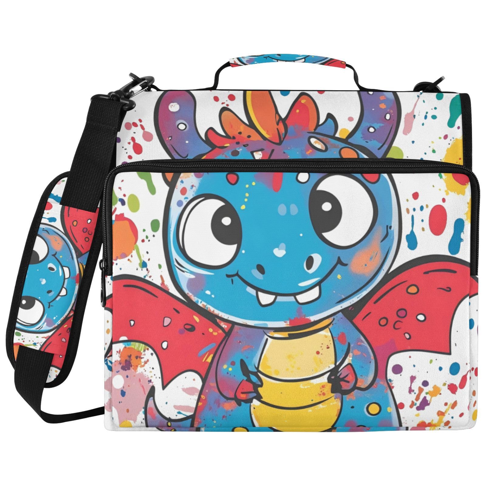 Colorful Dragon Graffiti Art Zipper 3 Ring Binder Bag