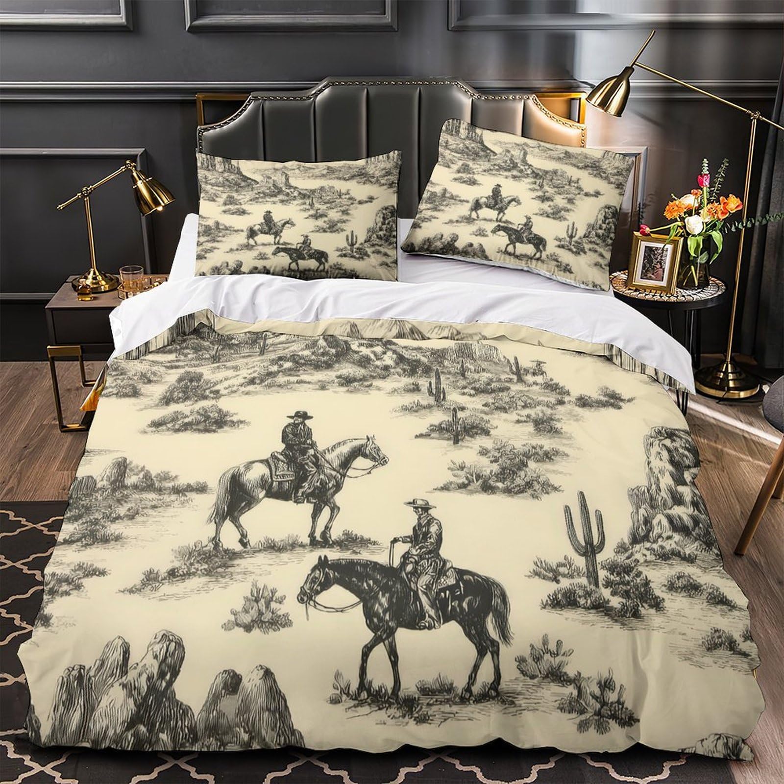 Housse de couette 140x200 Cavaliers de l'Ouest microfibre single pour lit enfant et homme