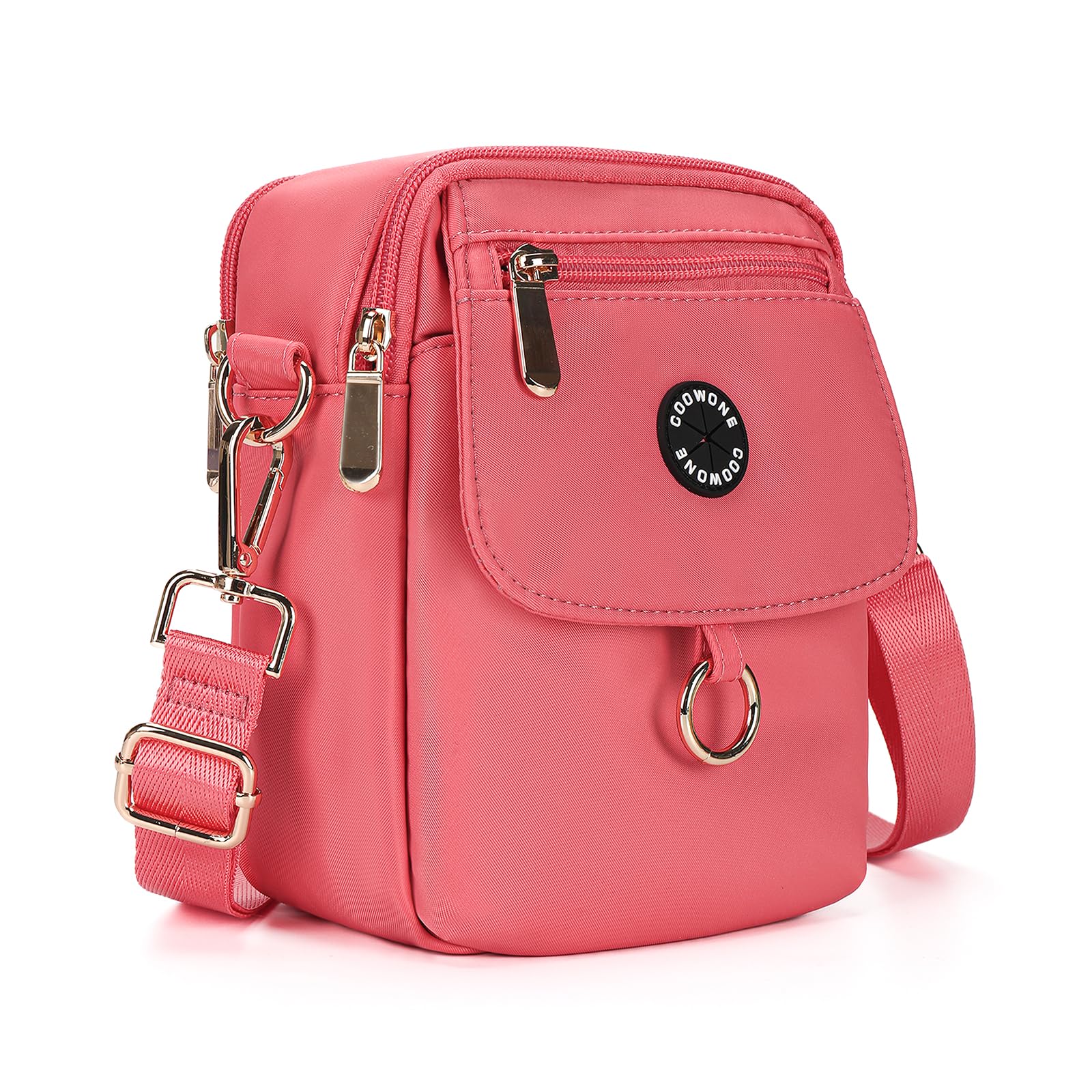COOWONE Dog Treat Pouch Waterproof Dog Walking Bag with Poop Bag Holder, Multiple Pockets Messenger Bag, Adjustable Shoulder Belt Bilayer Crossbody Bag for Puppy Training Hiking (Watermelon Red)