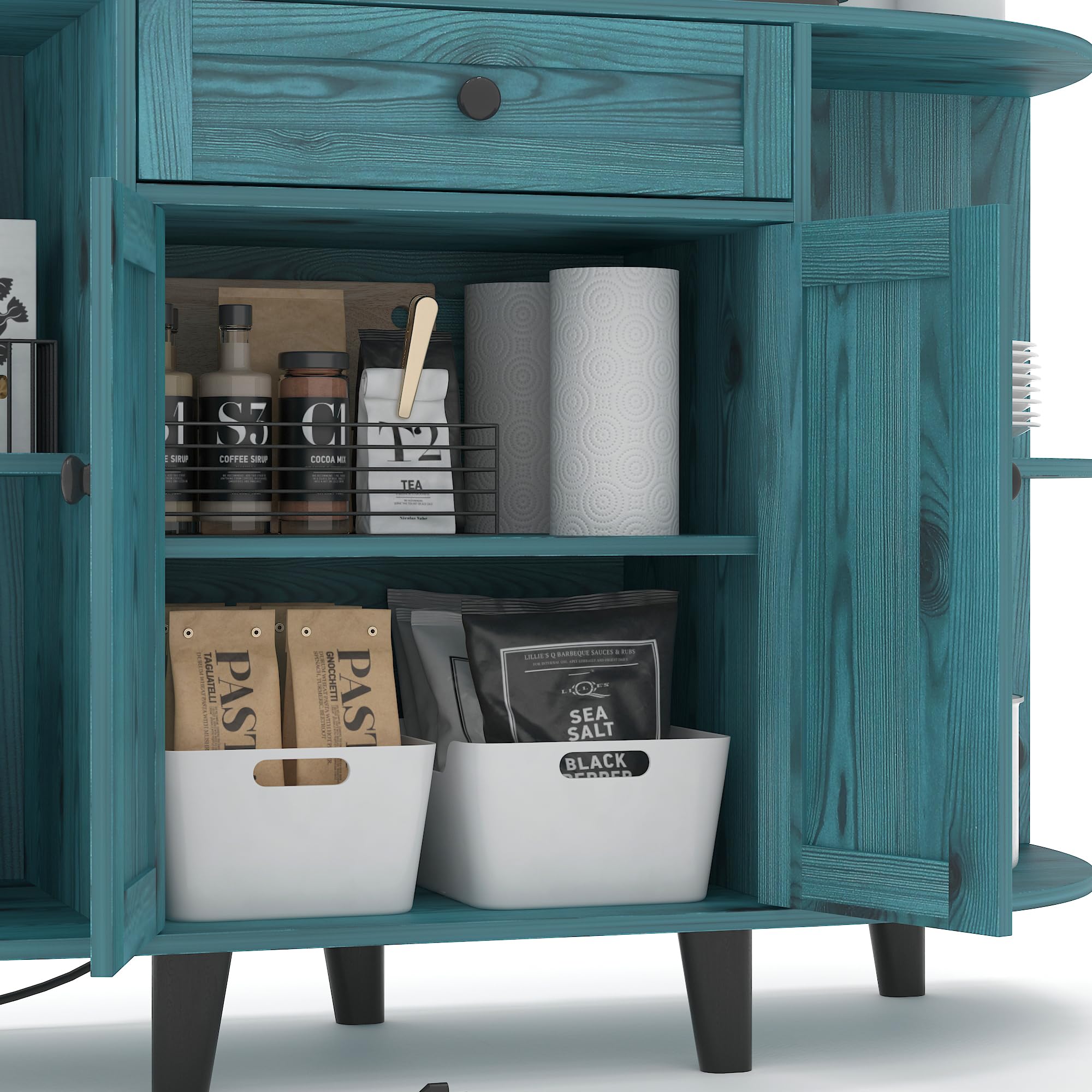 茶櫃 Amazon.com: DEYAOPUPU 52 英吋(約132.1 公分)餐具櫃附電源插座咖啡