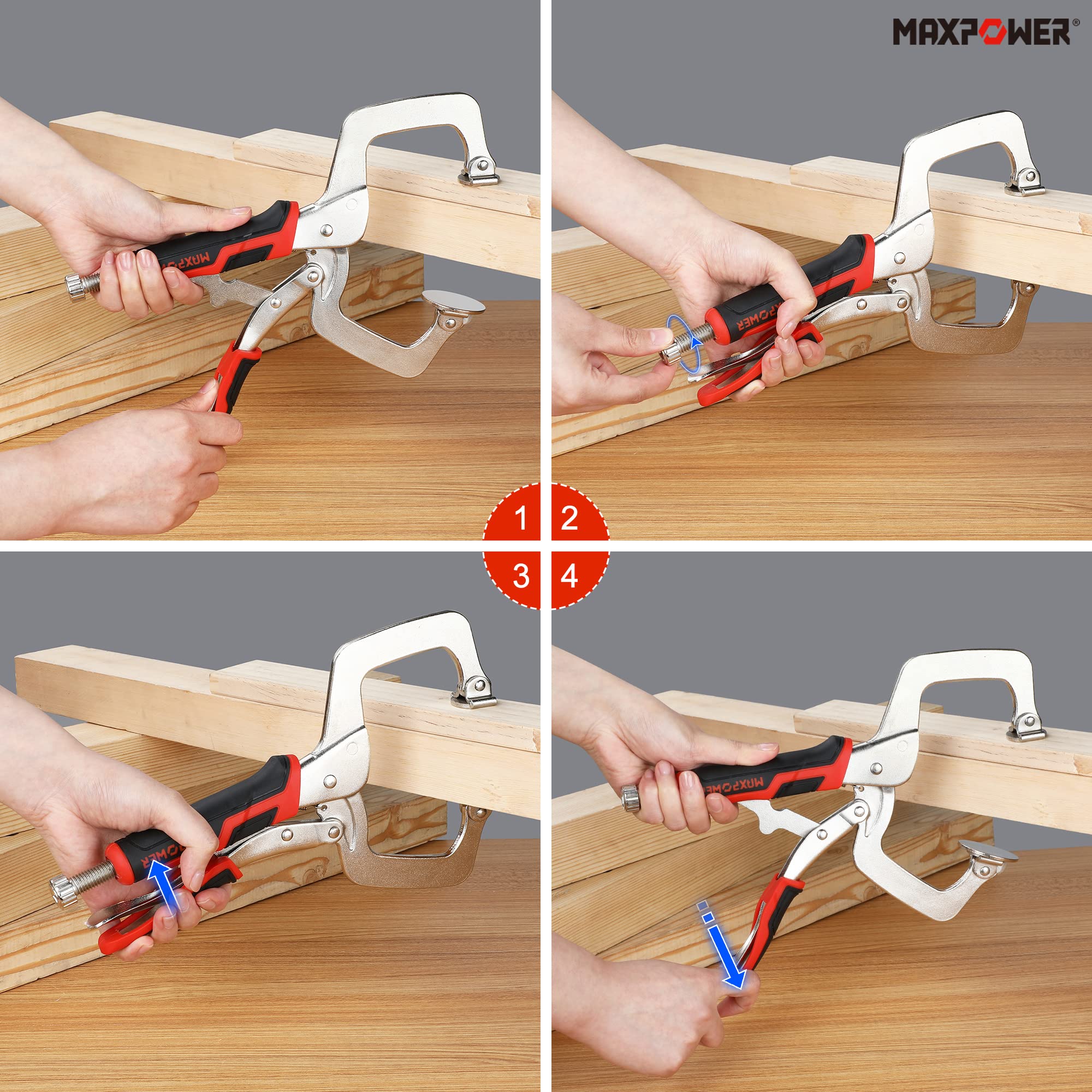 Housolution Morsetto Di Bloccaggio A C, 2 Pezzi 11' Pinze Bloccaggio In Acciaio Inossidabile Per Saldatura E Lavorazione Del Legno - Nero E Arancione - Foto 8