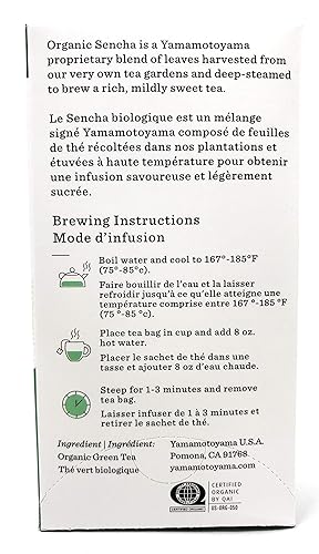Miniatura 2 de Yamamotoyama Té verde orgánico Sencha Premium (paquete de 2, total de 2.4 onzas)