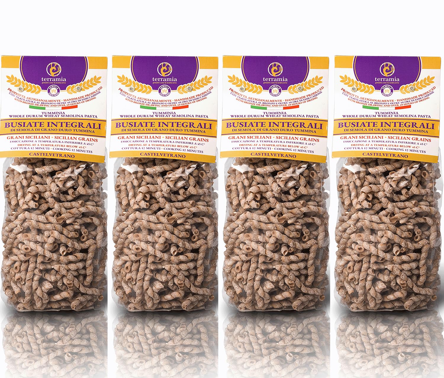 Busiata Nudeln, 12 Packungen à 500 g, 3 Weizensorten | 4 Packungen Hartweizen| 4 Packungen Tumminia-Weizen| 4 Packungen Russello-Weizen