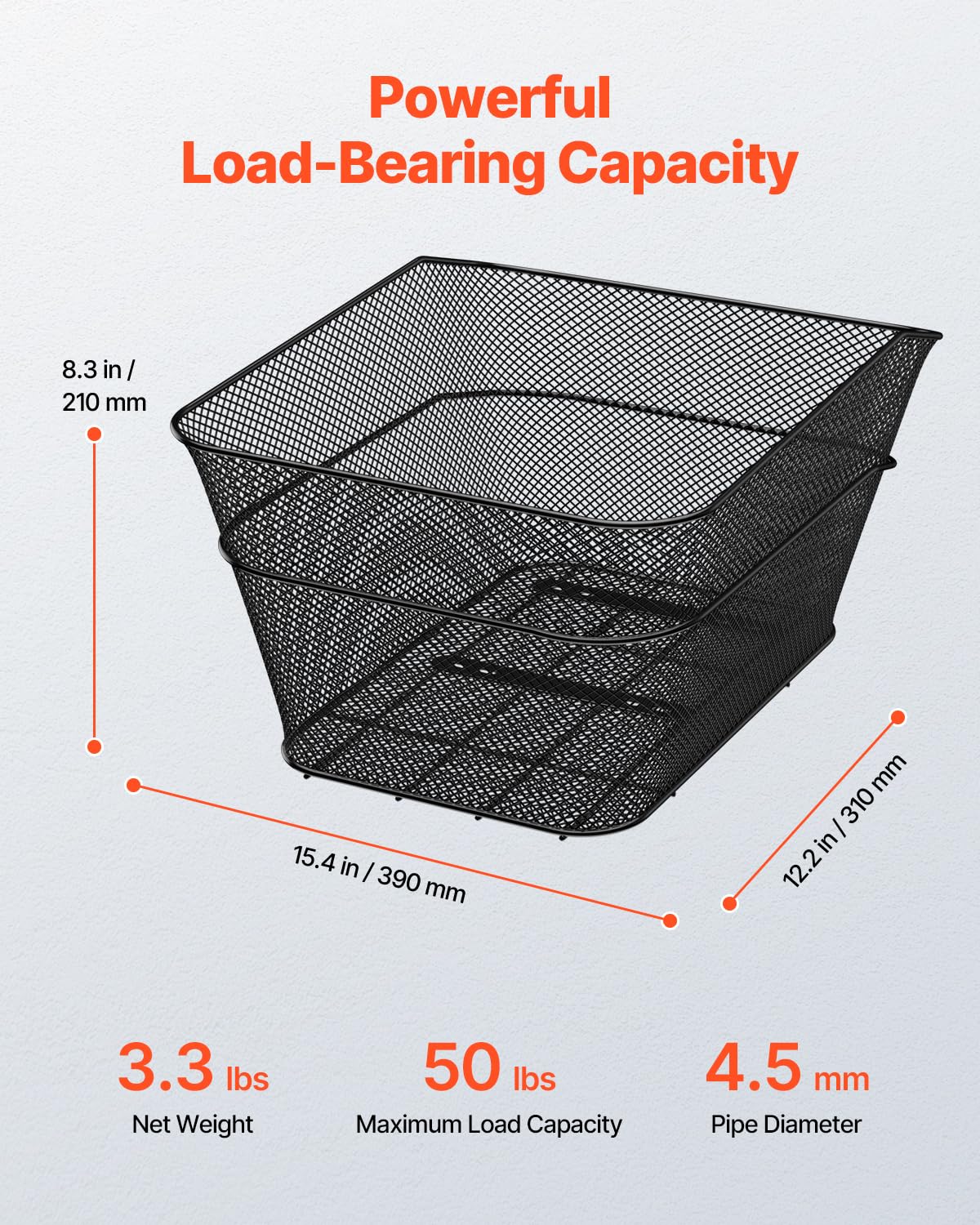 VEVOR Panier Arrière de Vélo Pliable Fil Métallique