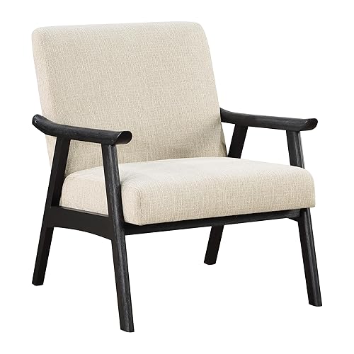 OSP Home Furnishings Weldon Mid-Century Modern Armchair, Linen Fabric with