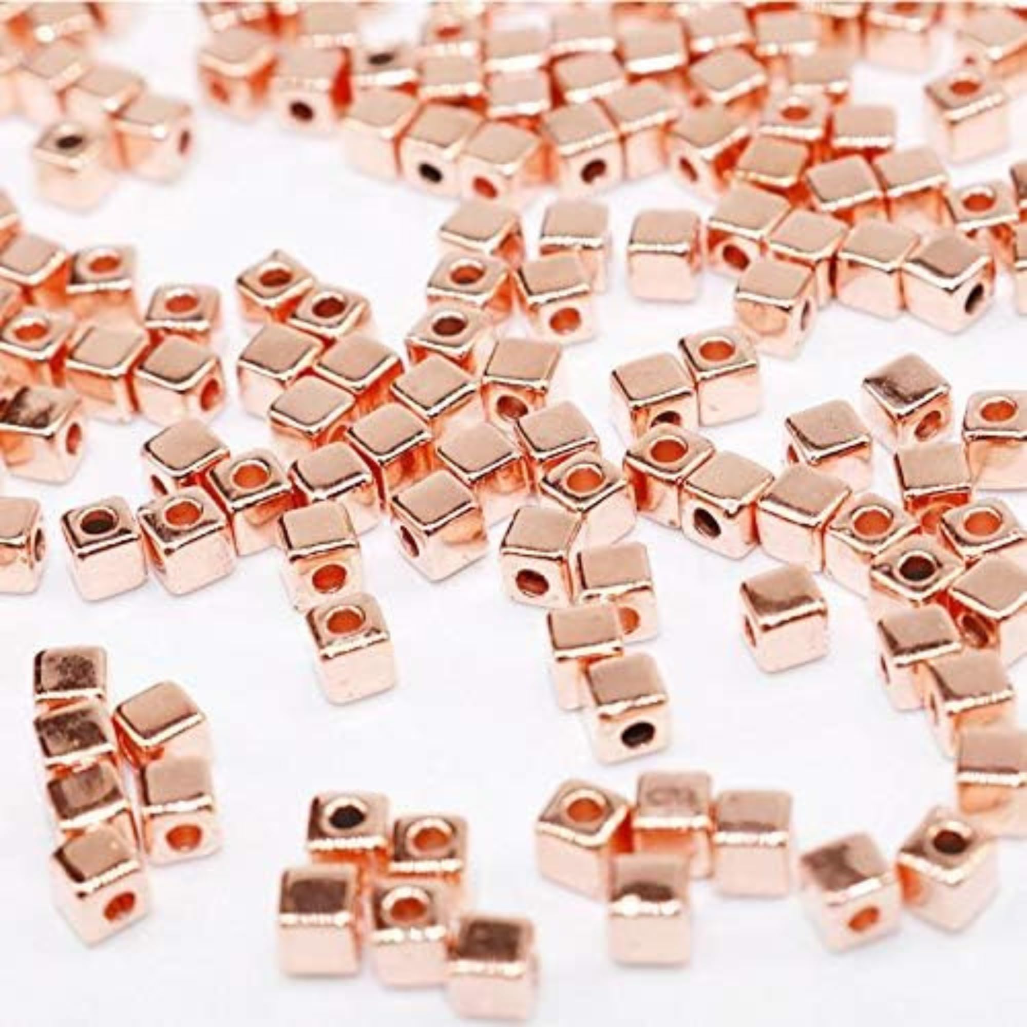 250 pcs Rose Gold Square Spacer Beads for Jewelry Making 1mm Hole Metal Cube Beads for DIY Bracelet Necklace Craft Supplies-image-34