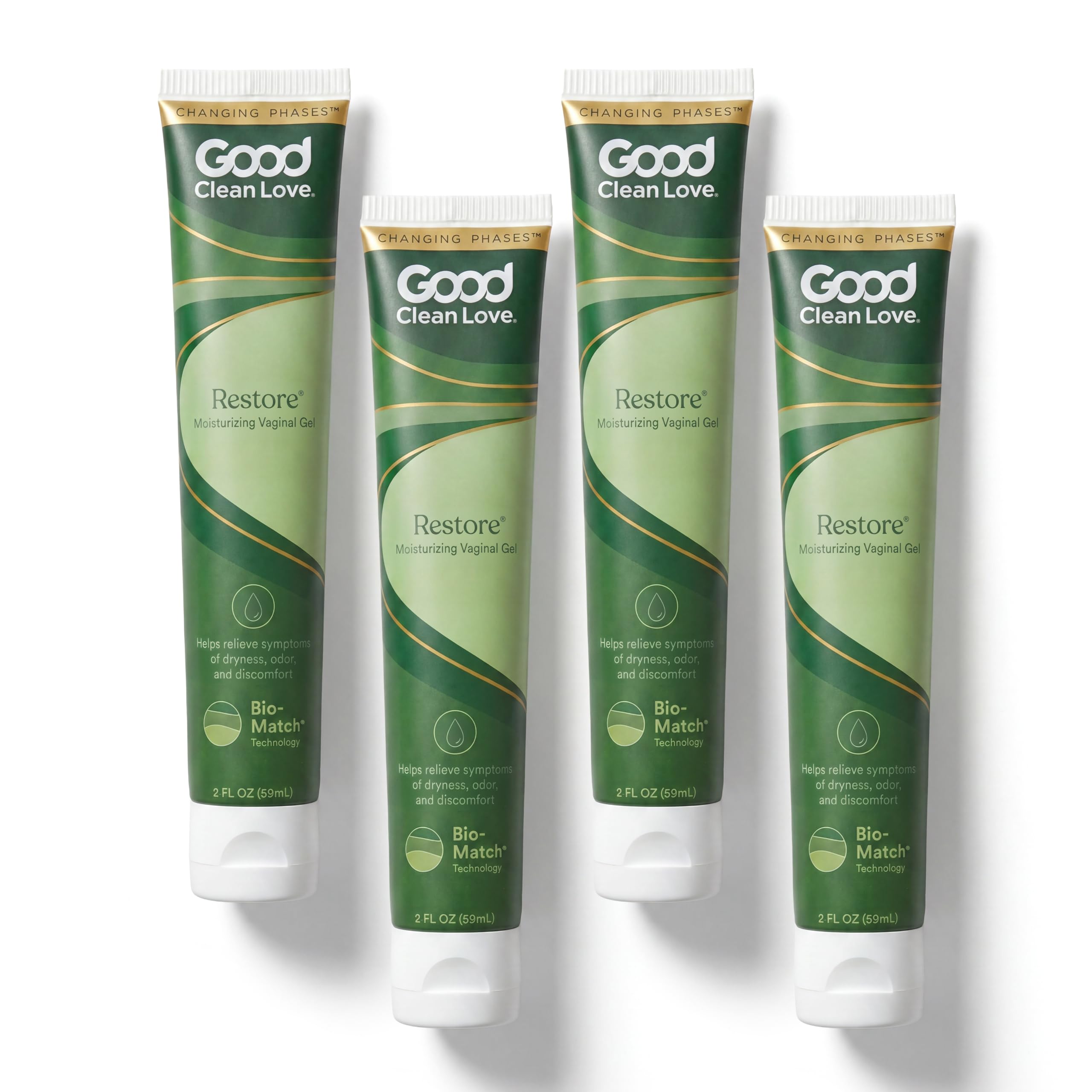Good Clean Love Restore Moisturizing Vaginal Gel pH-Balanced, 2 Oz (4-Pack) | Water-Based Moisturizing Gel With Aloe Vera & Lactic Acid. Reduces