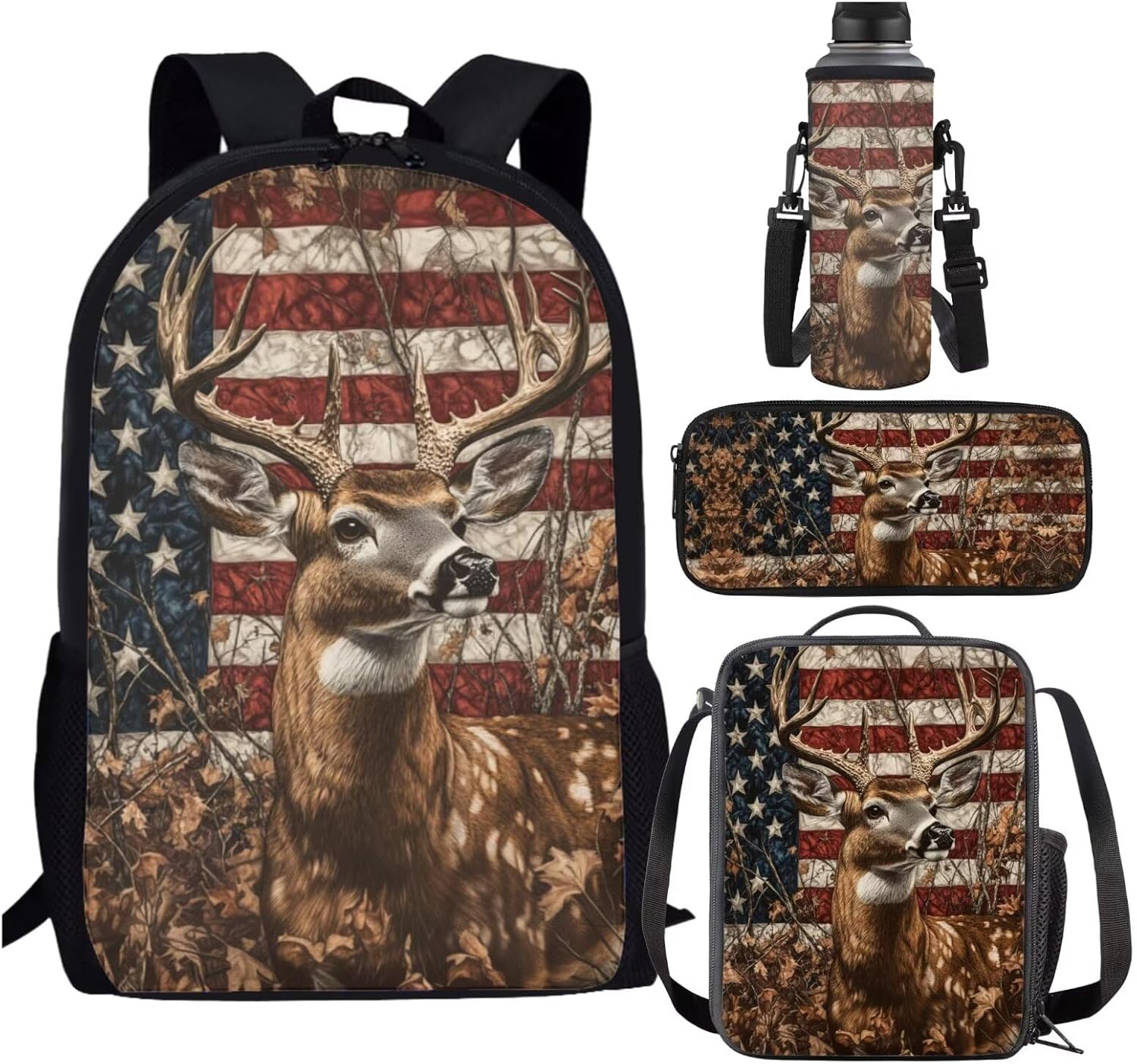 Cat Backpack Lunchbox Set for Girls 4-6/6-8/8-10 Pink Flower Kids Bookbags for 2nd Grade Elementary School Back Pack 4 in 1 Middle Book Bags Lunch Bag Pencil Case Water Bottle Carrier