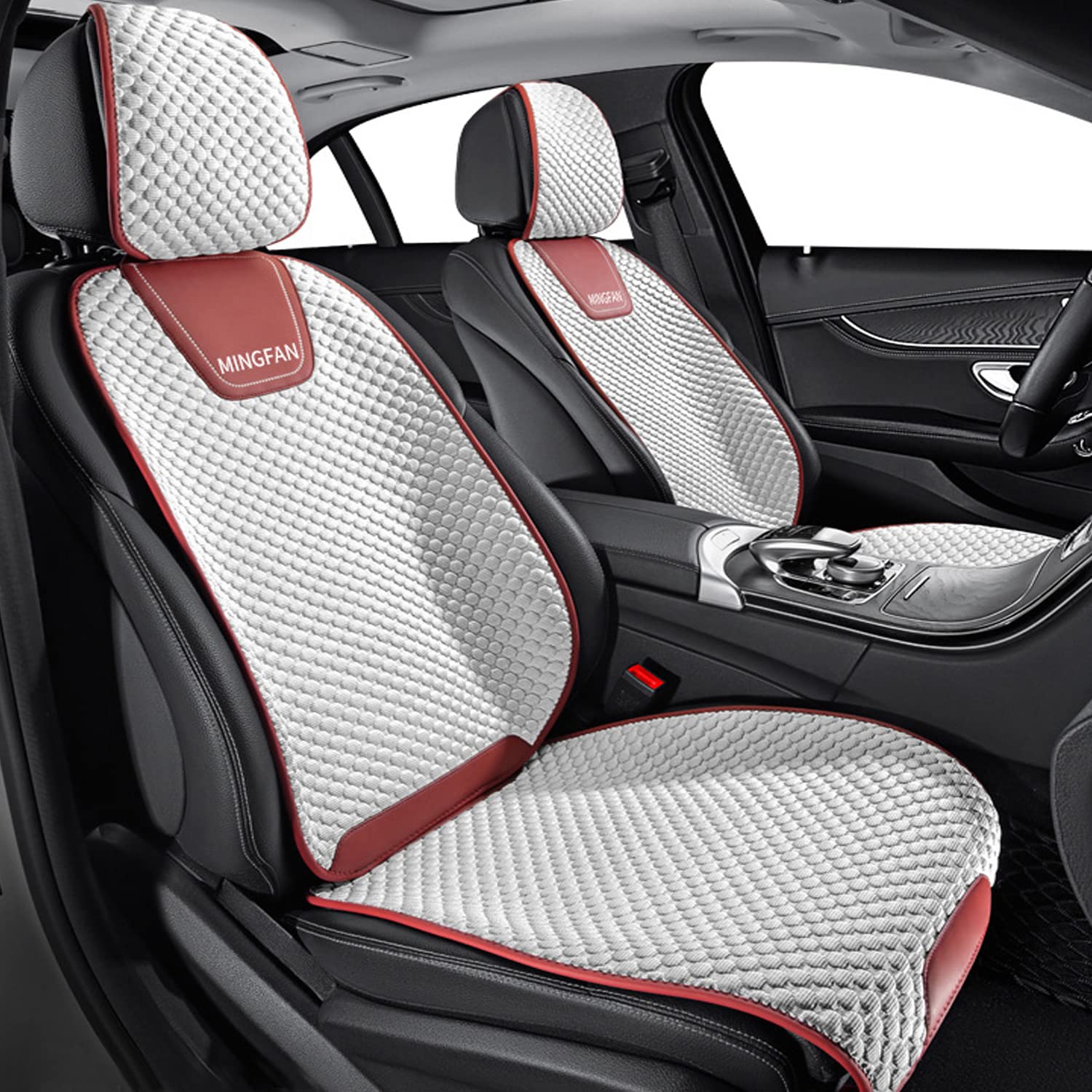 Front seat Cover for BMW X1 X2 X3 X4 X5 X6 X7 Breathable Seat Cushions Comfortable Seat Protectors 2 Seats (Type1 Red&White)