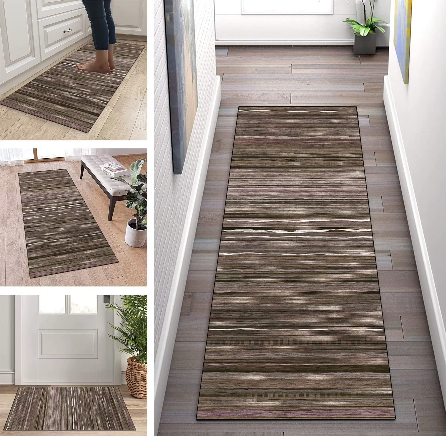 Teppich Flur Meterware Braun 40x250cm Flurläufer Korridor Teppichläufer Küchenteppich Schlafzimmer Esszimmer Polyester Meterware Anpassbar