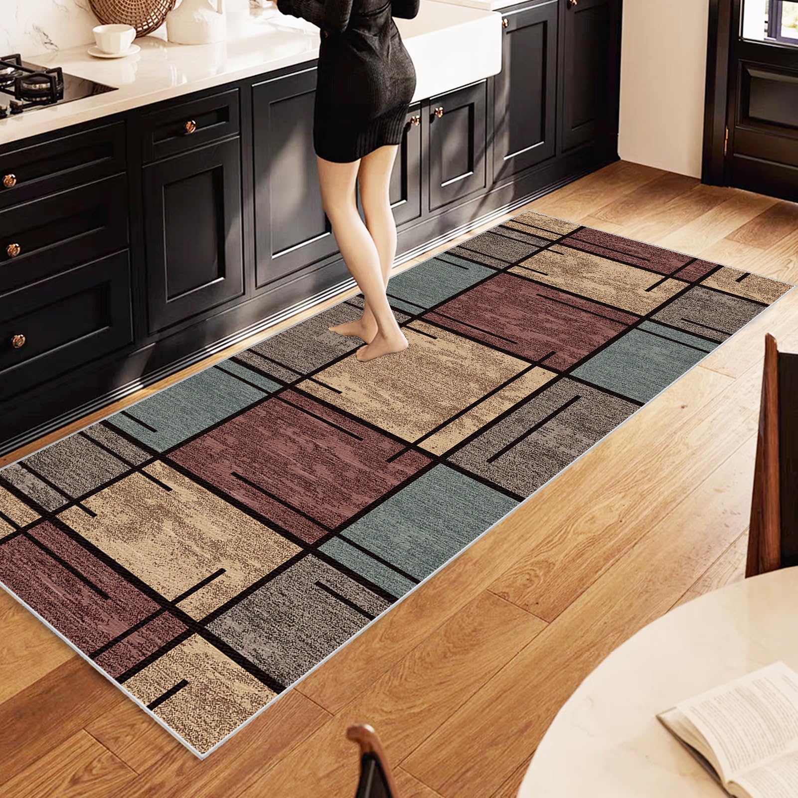 Flur Teppich Läufer Rutschfest 80 x 120 cm Küchenteppich Waschbare Teppichläufer Flur Küchenläufer Flurläufer Korridor Teppich Läufer für Küche Eingangsbereich Wohnzimmer Bettvorleger Schlafzimmer