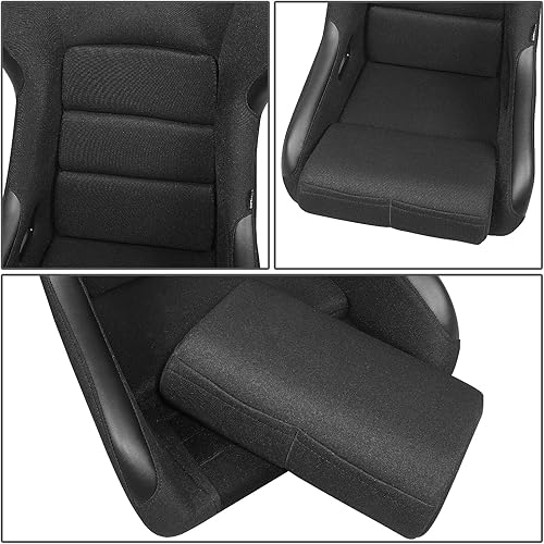Vista 40 de NRG Innovations NRG-FRP-302BK Asiento de carreras con respaldo fijo de fibra de vidrio (grande), compatibilidad con arnés de 4 puntos, Alcántara