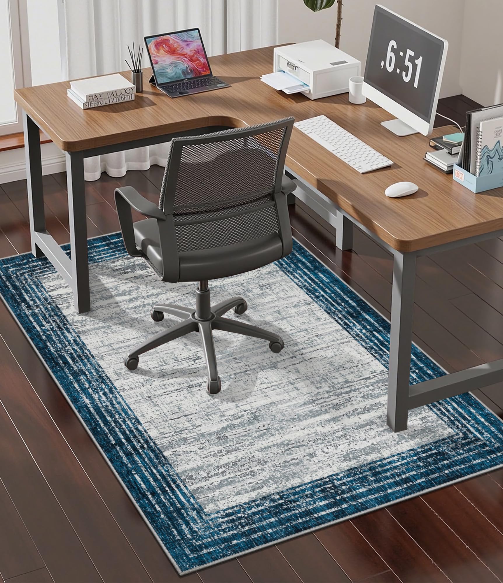 chakme Office Chair Mat for Hardwood Floor, 48"x36" Easy Glide Computer Desk Mat Protector for Rolling Chair Under Desk Rug Nonslip Backing, Machine Wash, (Square)
