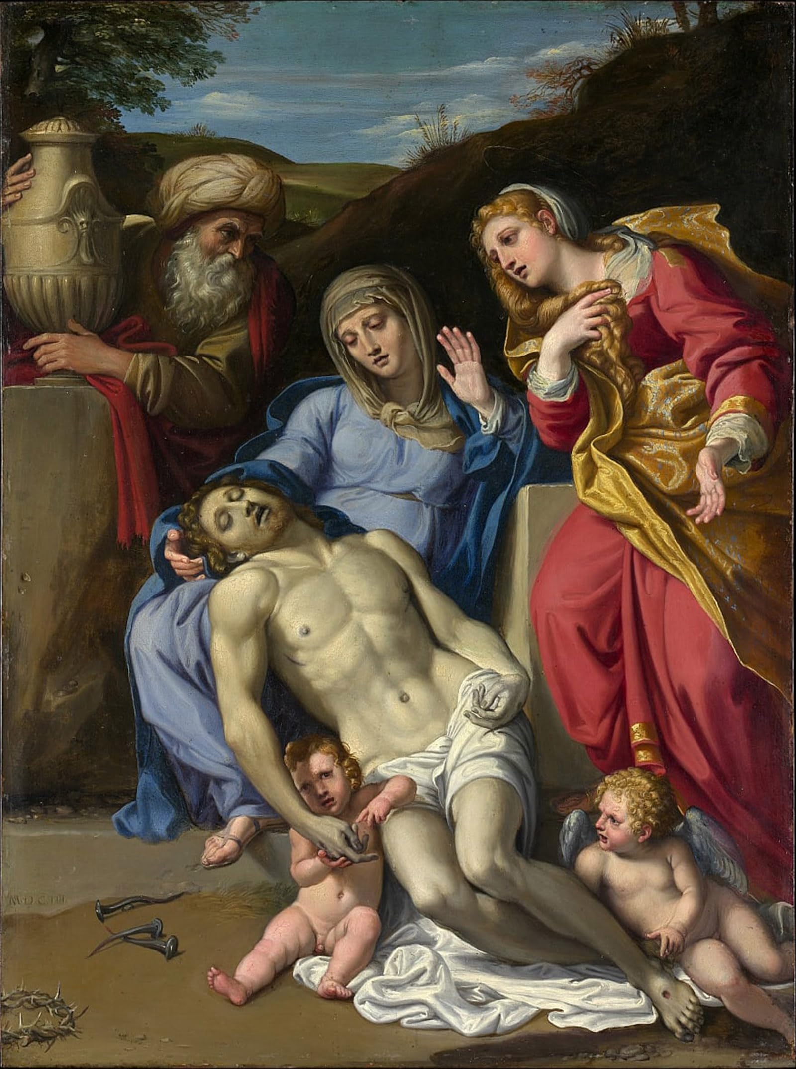 POSTERIIk Vintage Classic Picture Landscape Artwork Pieta by Domenichino Portrait Canvas Painting for Office Home Decor 60x90cm