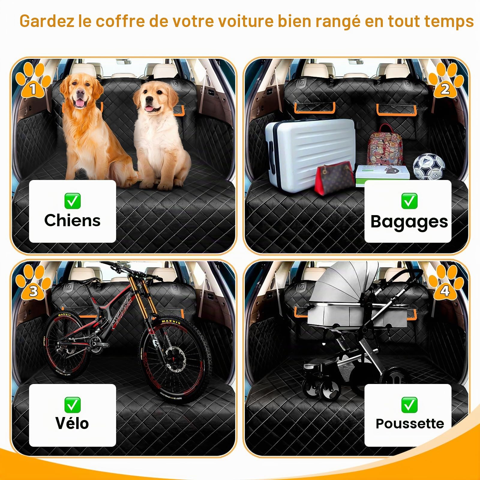 DATEFUN Protection Coffre Voiture Chien - Universelle Couverture de Coffre Chien Imperméable & Antidérapant - Housse de Coffre pour Camion, Voiture, SUV
