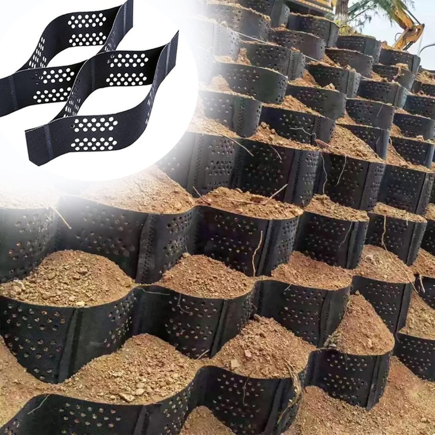 Durable 2-Inch Depth HDPE Gravel Grid - 6.6x33 FT Geogrid for Driveway, Parking Lot, and Slope Stabilization(3x5 m)