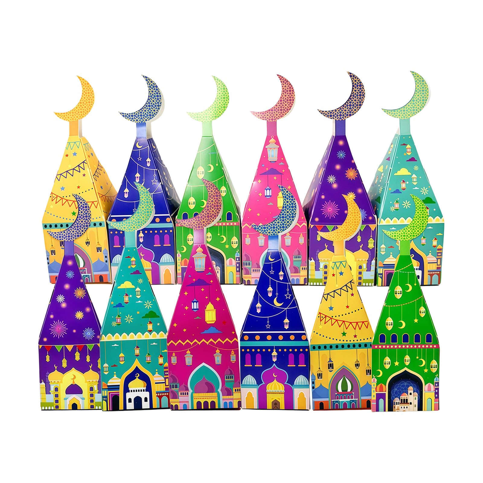 ZEPFJHE 12Pcs Mosque Shaped Party Treat Holders Candy Chocolate Boxes for Wedding Cultural Event Middle Eastern Gift Packaging Eid Gift Boxes
