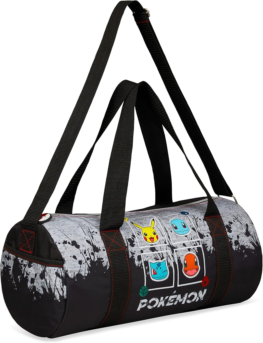 Pokemon Duffel Bag for Kids Boys Anime Pikachu Carryall Duffle Bag with Adjustable Strap for Travel Sports Gear Equipment Organizer Gifts for Kids