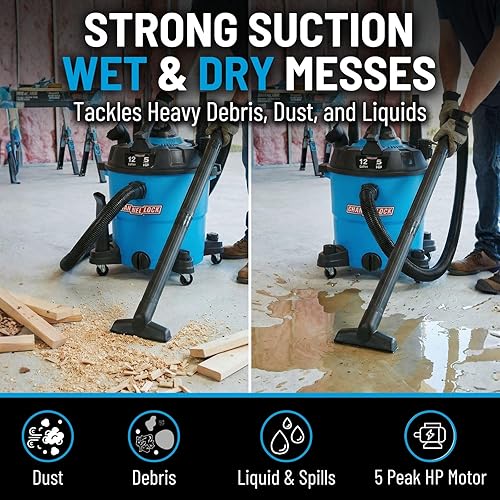 Miniatura 6 de Channellock Aspiradora húmeda/seca VBV1210.CL - Soplador HP de 5.0 picos, filtro de espuma, 12 galones