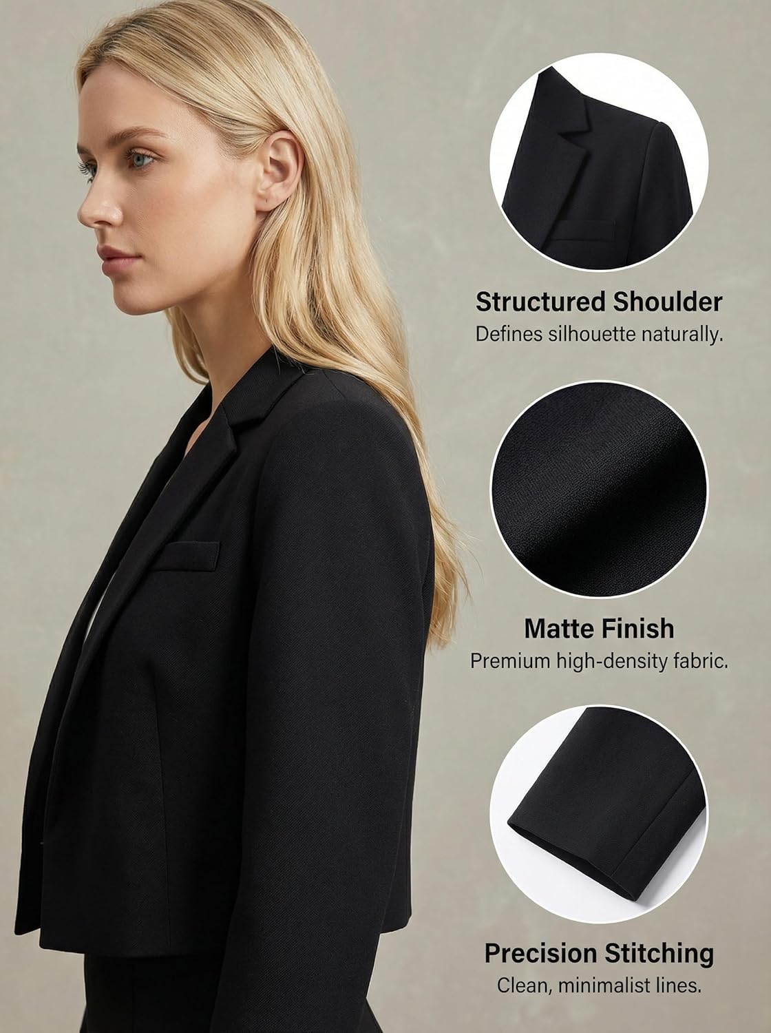 Beninos Womens Casual Blazers Open Front Cropped Blazer Jacket - Image 6