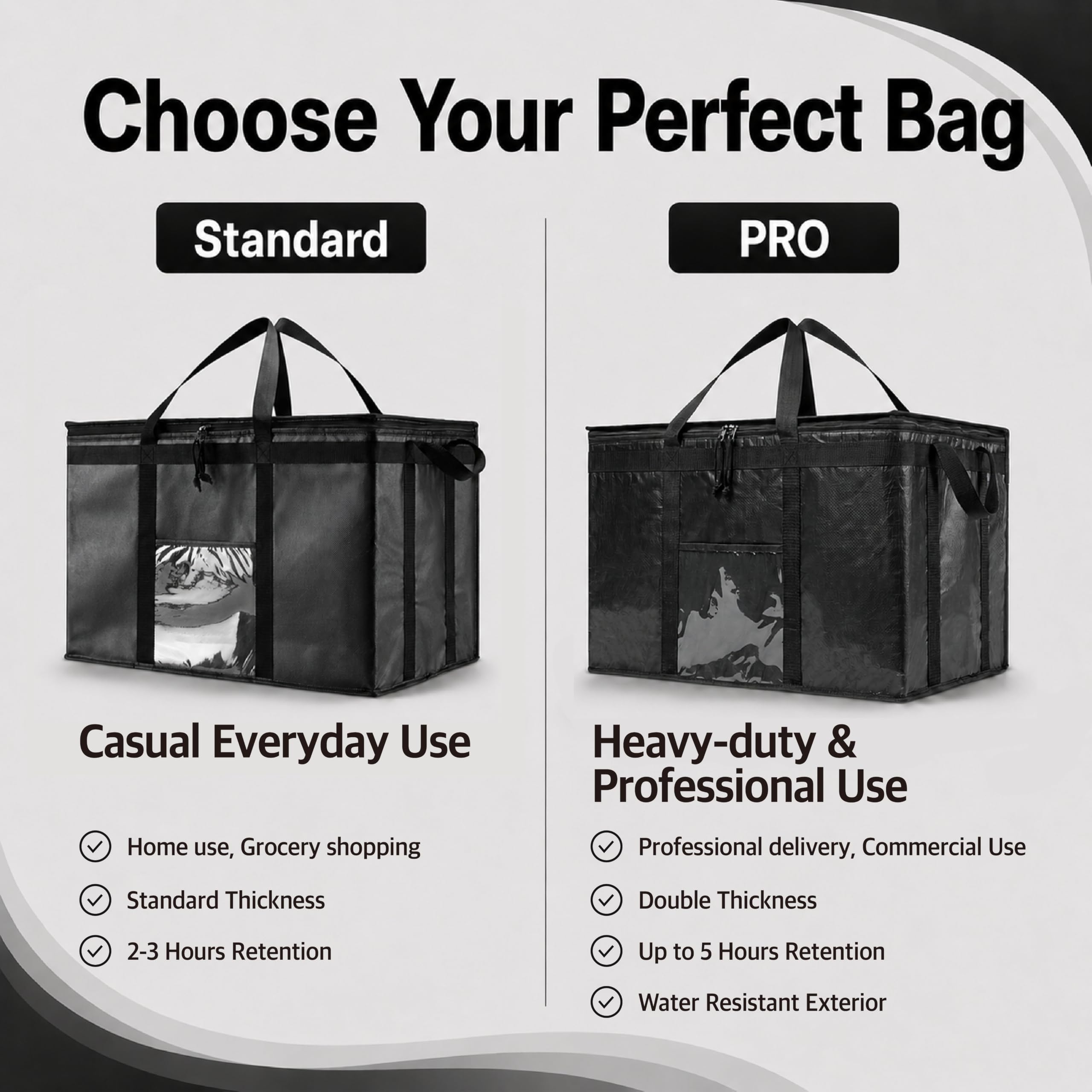 NZ Home Borsa per la consegna di cibo commerciale, XXXL Borsa per la spesa isolata, (confezione da 1)