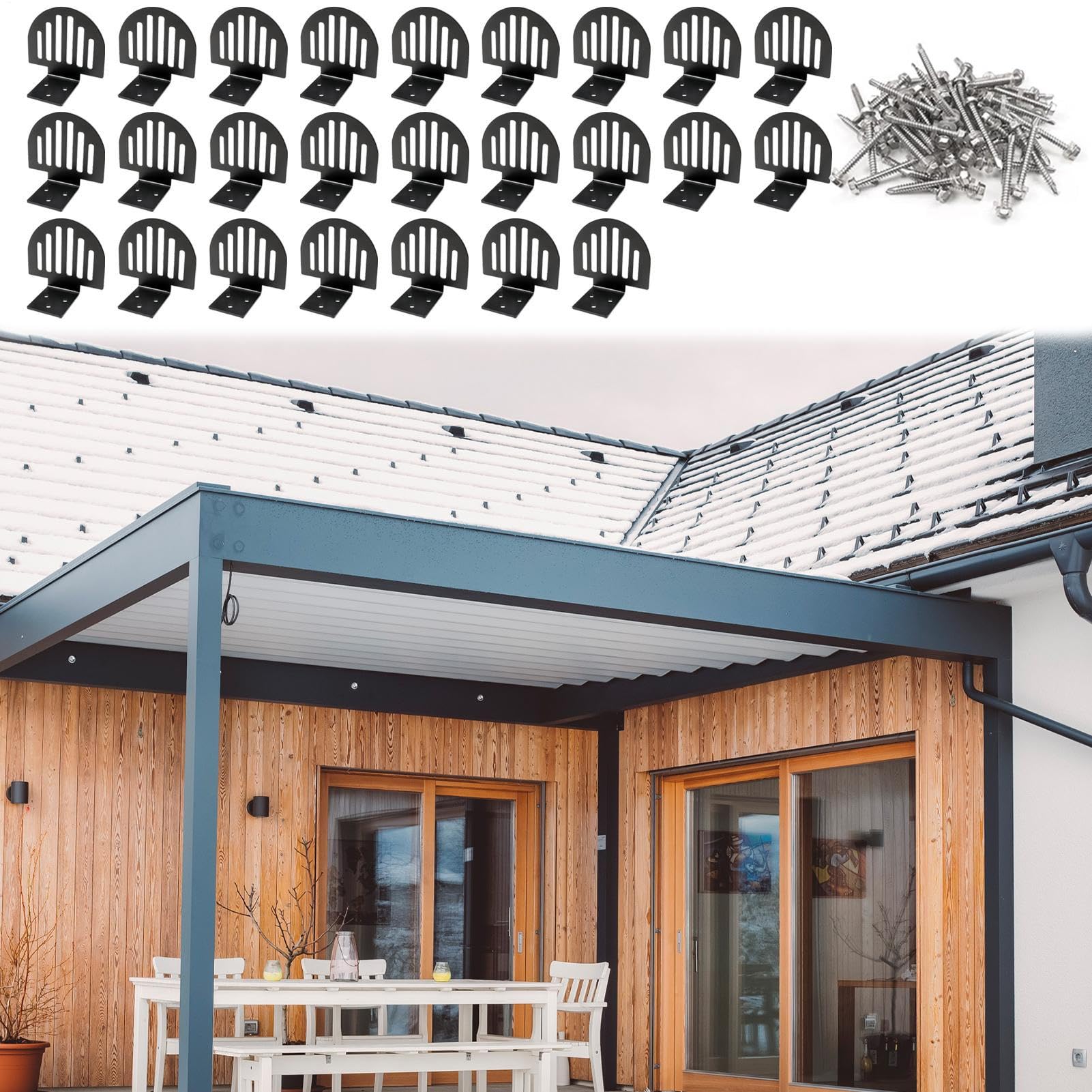 Protectores contra Nieve para Techos Metálicos Protector de y la Parada | Antihielo con juntas para techos metálicos para Techos de Junta Alzada y Suministros Invernales de Nieve