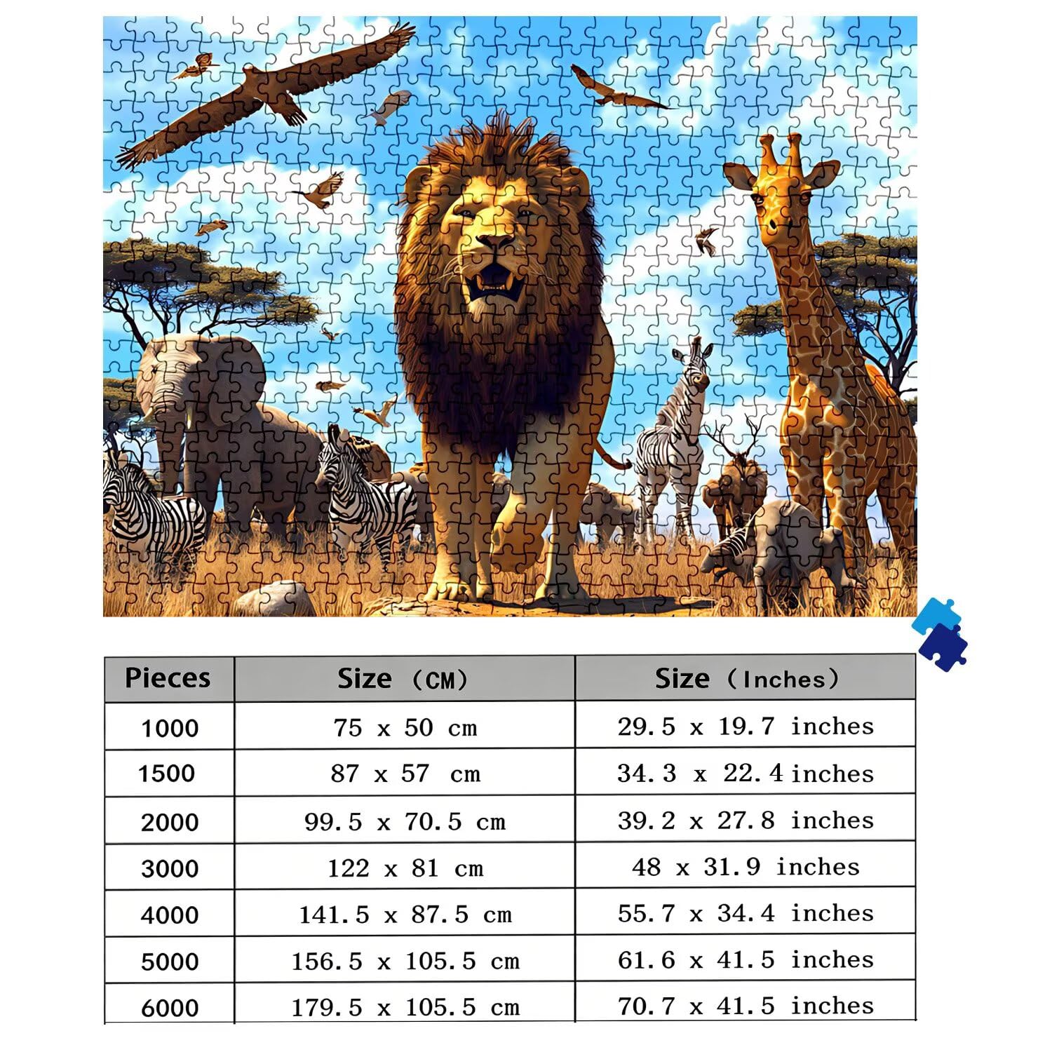 Puzzle 1500 Teile, Holzpuzzle Erwachsene Afrika Tier Impossible Klassische Jigsaw Puzzles 87 x 57 cm, Familien Spiel, Puzzle Stressabbau Denkspiel, Puzzle-Liebhaber w0-182