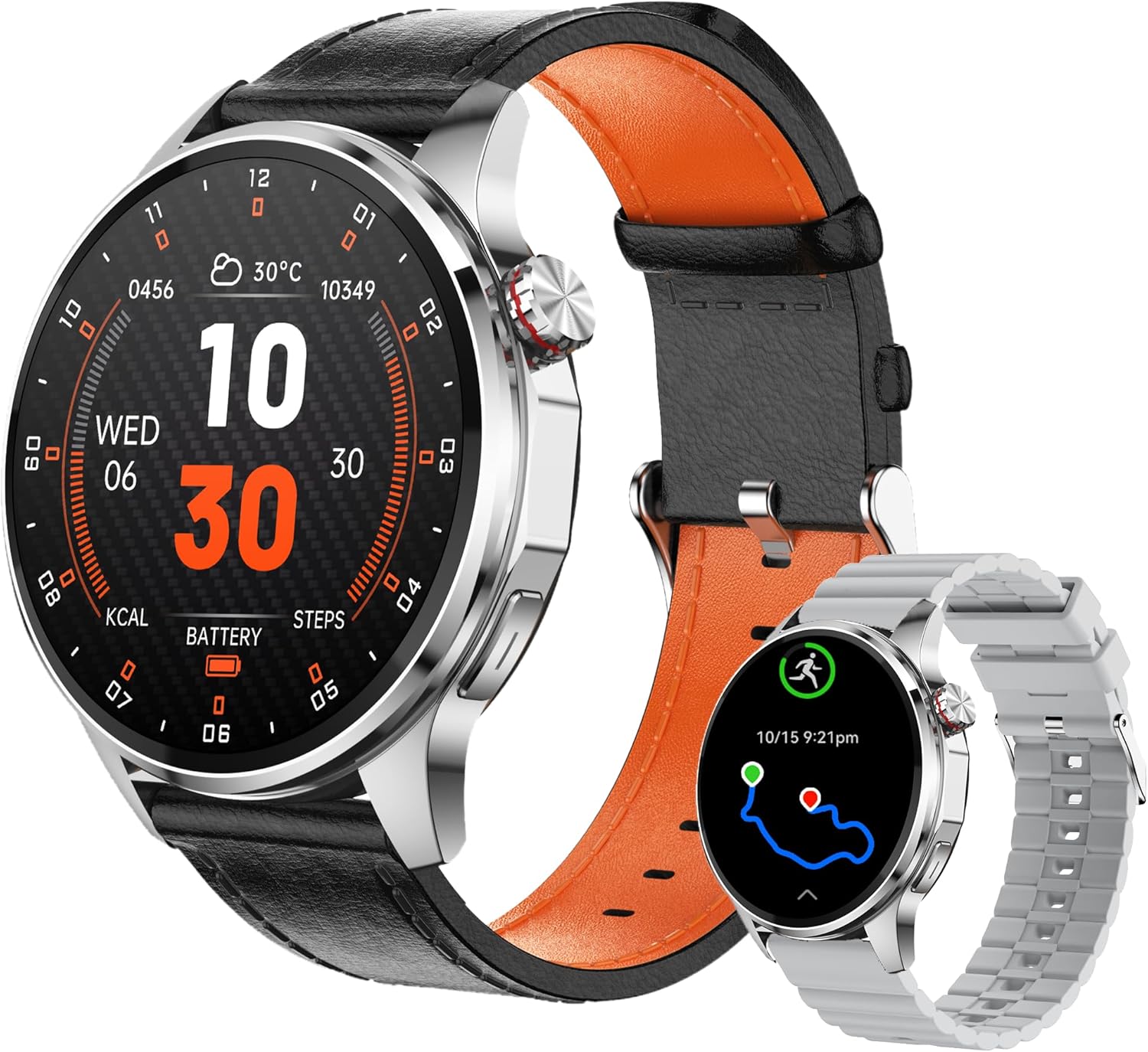 Smart Watches for Men,1.46" Fitness Tracker with GPS,Health Monitor,AI,Bluetooth Call/TextReply, Compass/Altitude/Barometer,100+ Sports Mode,5ATM Waterproof for Android/iPhone with 2 Straps