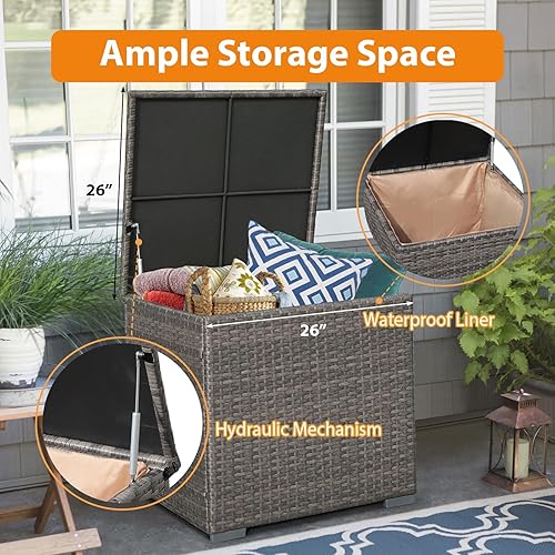 Miniatura 27 de Super Patio - Muebles de jardín, 8 piezas de muebles para exteriores - Juego de muebles modulares de mimbre con mesa de almacenamiento, cojines