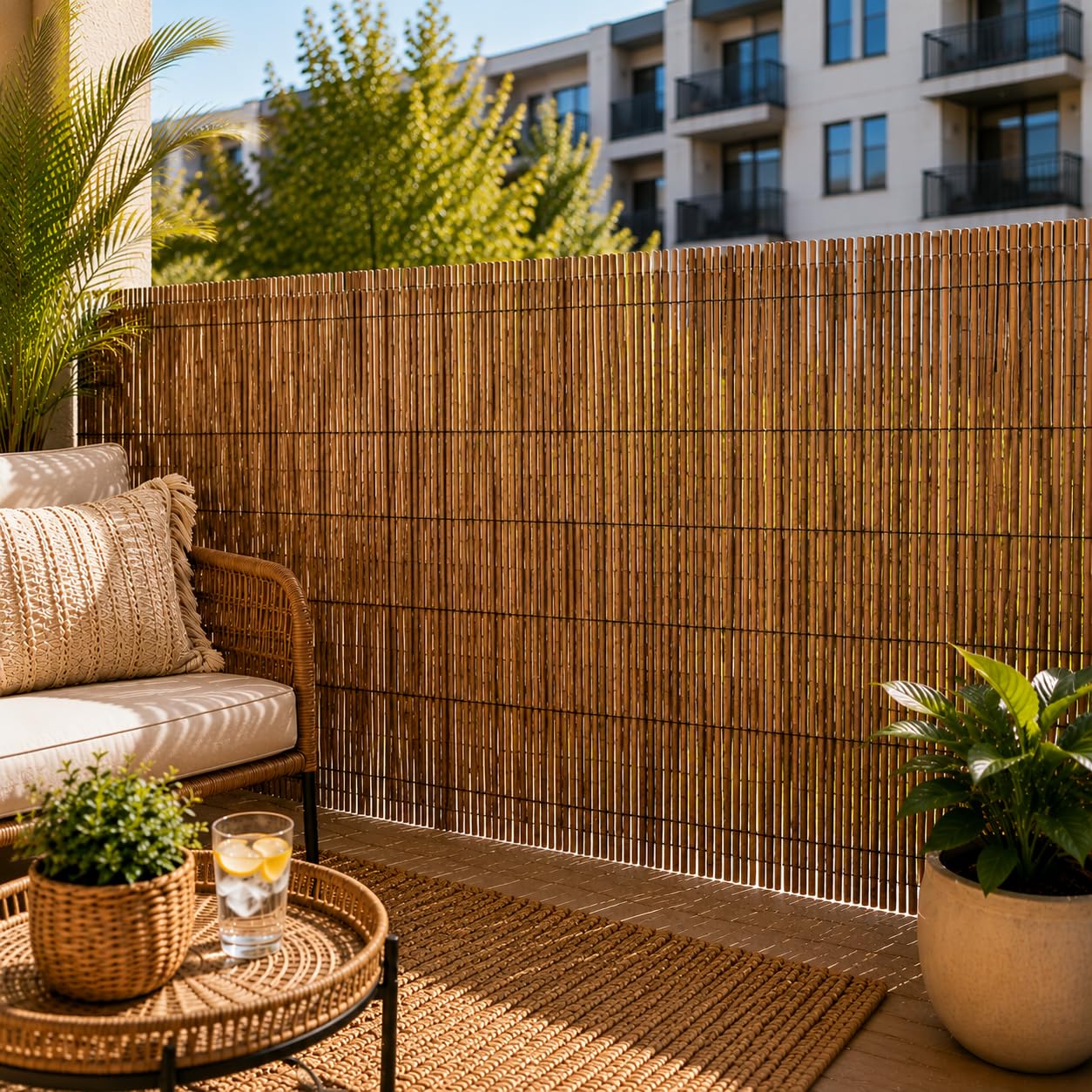 Photo 1 of LUGENIX Natural Reed Privacy Fence Screen, 4 ft x 16.4 ft,Brown Bamboo Reed Fencing Roll, Decorative Outdoor Privacy Panel for Backyard Patio Balcony Garden (4ft x 16.4ft)