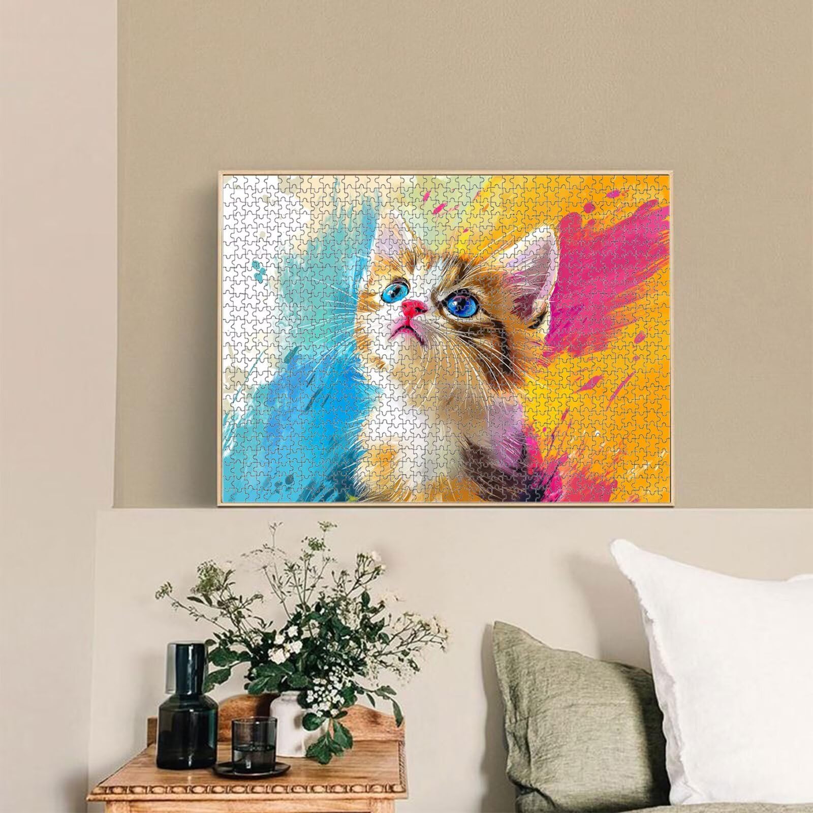 Puzzle 1000 Pezzi - Gatto & Colorato - Puzzle in Legno Durevole 1T#850