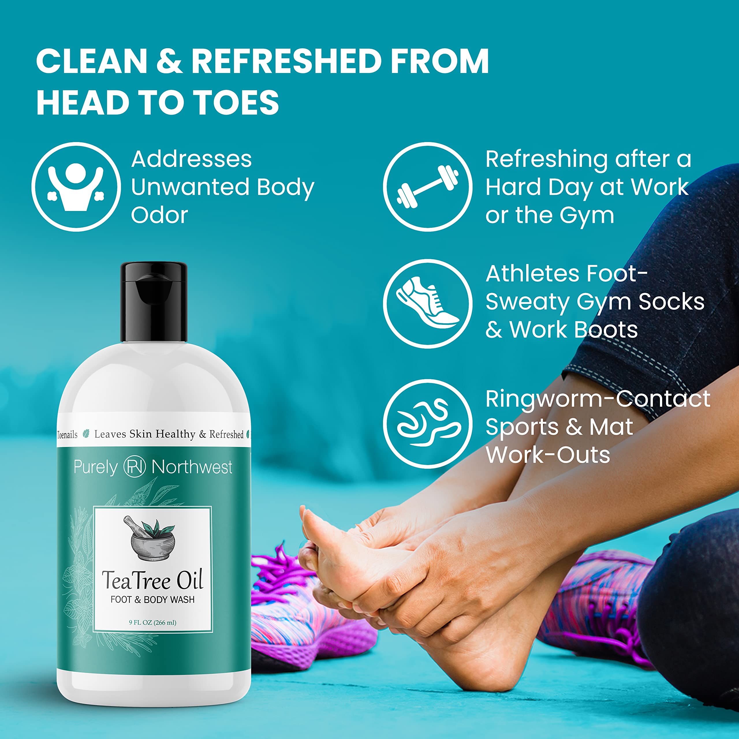 Tea Tree & Peppermint Foot & Body Wash Great for Excess Sweating