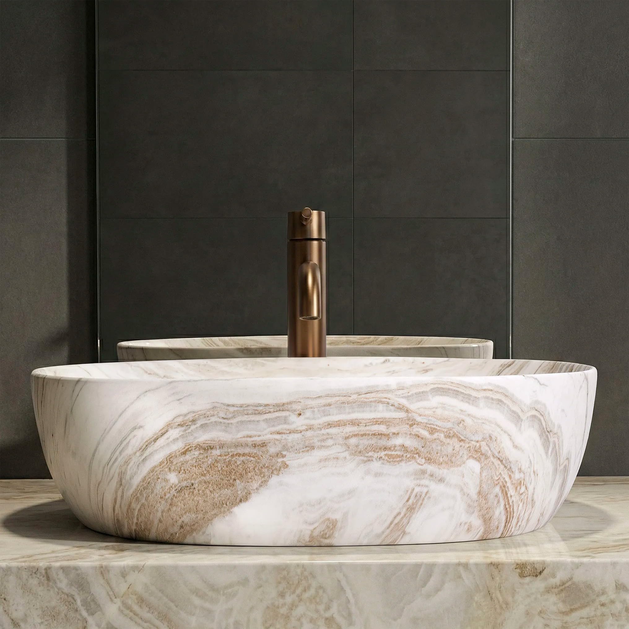 Lavabo Sobre Encimera Rea Amelia 48 Saturn Beige 48X34,5X13,5Cm