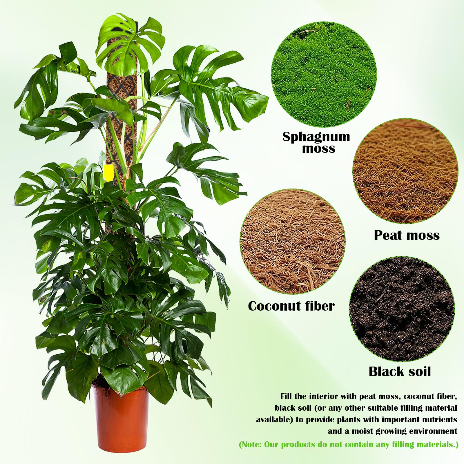 Pali di Muschio di Plastica Sfagno per Palo Moss Pole Muschio Bastoncini per Pianteimpilabili in Plastica con Piante Supporto per l'irrigazione Fascette, Bastone Muschio Autoirrigante, Nero