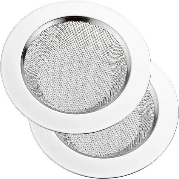 LASSHSWA 2 PCS Kitchen Sink Strainer Stainless Steel, Kitchen Sink Drain Strainer， Sink Strainers with Large Wide Rim 4.5" Diameter for Kitchen Sinks 2 PACK