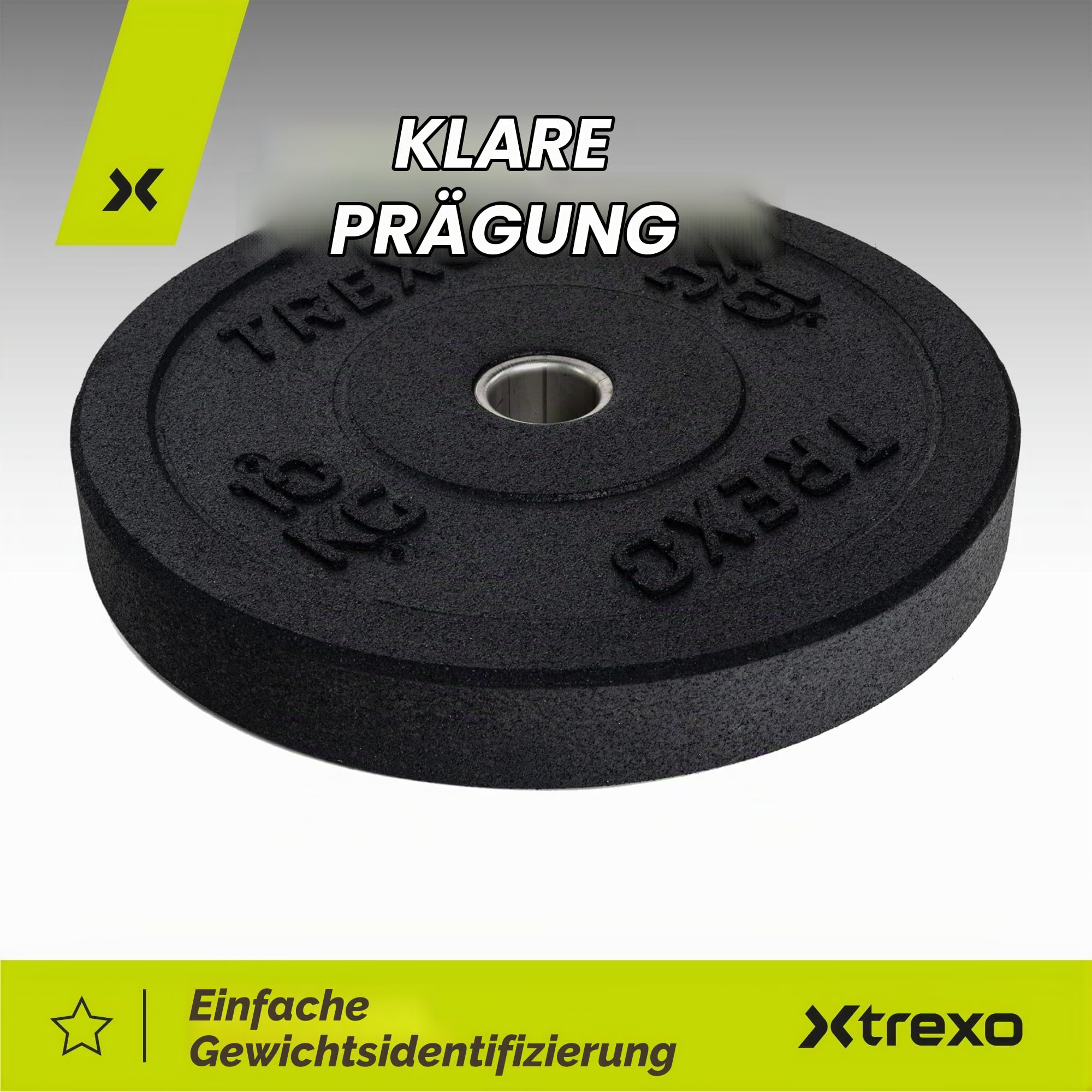 TREXO Olympic Bumper Hantelscheibe Gummiertes Material für Langhantel 50 mm Durchmesser Langlebige FitnessScheibe Krafttraining Crossfit