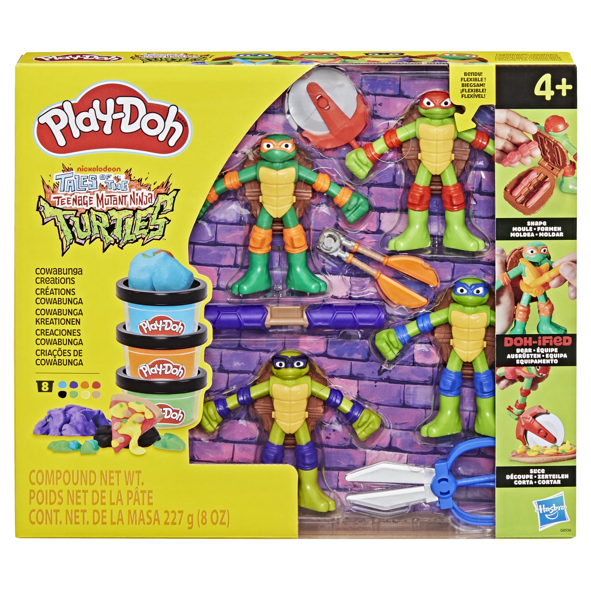 Play-Doh Hasbro, Playset Tartarughe Ninja Cowabunga Creations, Arti e Mestieri Creativi per Bambini e Bambine di 4+ Anni, Idea Regalo, Include 8 Vasetti di Pasta Modellabile e 4 Personaggi