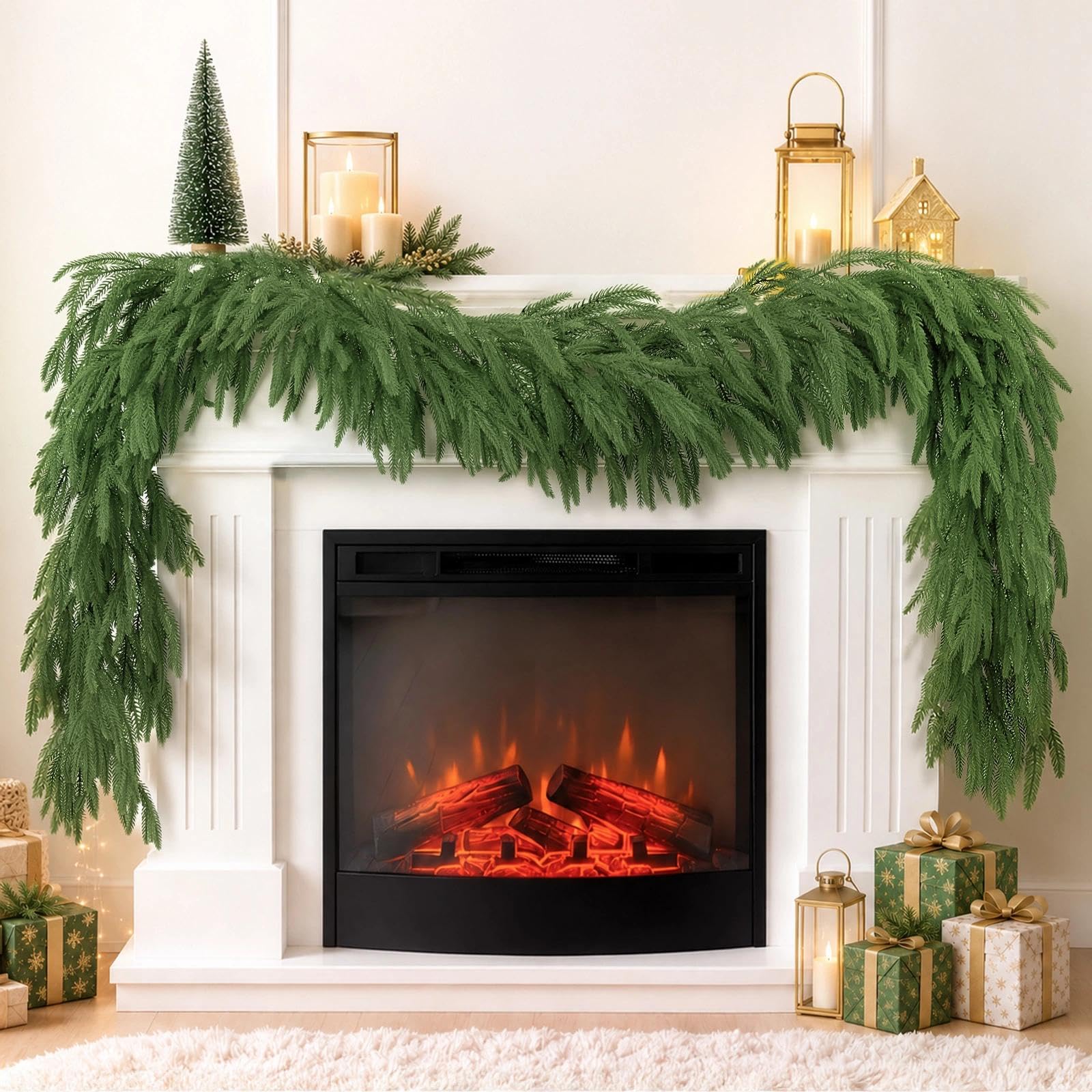 N&T NIETING 9FT Norfolk Pine Garland Real Touch Green Christmas Garlands