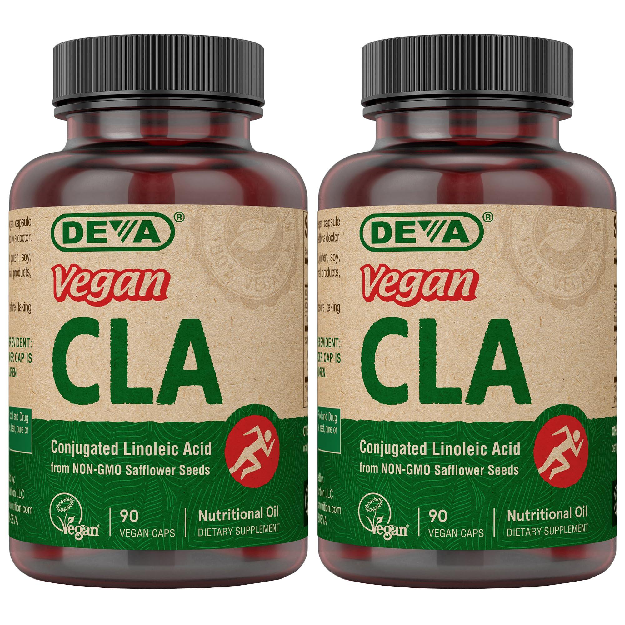 DEVA Vegan CLA 2-Pack – Conjugated Linoleic Acid from Non-GMO Safflower Oil, 90 Vegan Caps Ea 90 Count (Pack of 2)