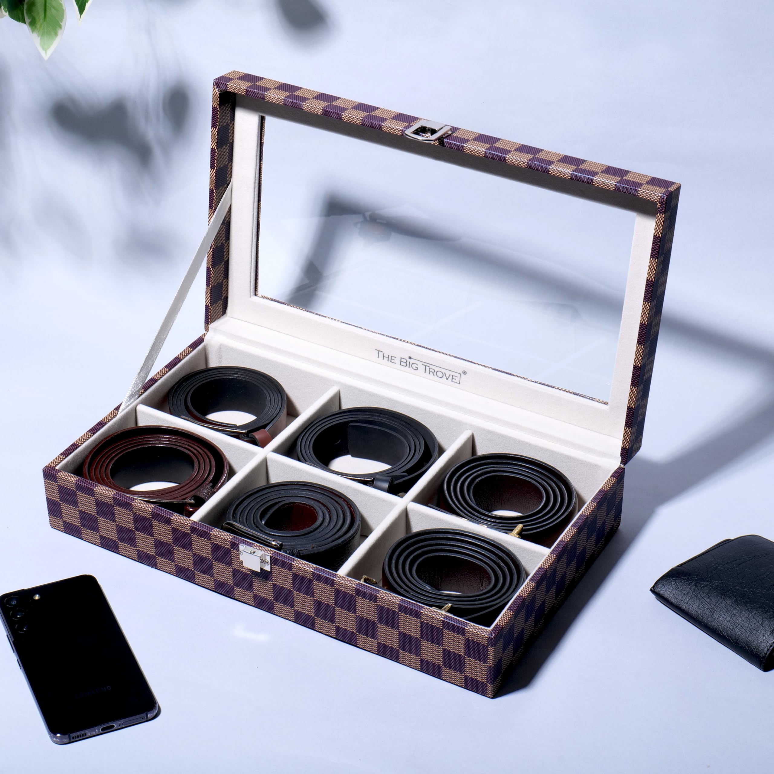 La Trove Luxury Belt Box Organizer Vegan Leather organiser for Belts (6 Slots) (B0BKW5YPJN) Amazon Price History, Amazon Price Tracker