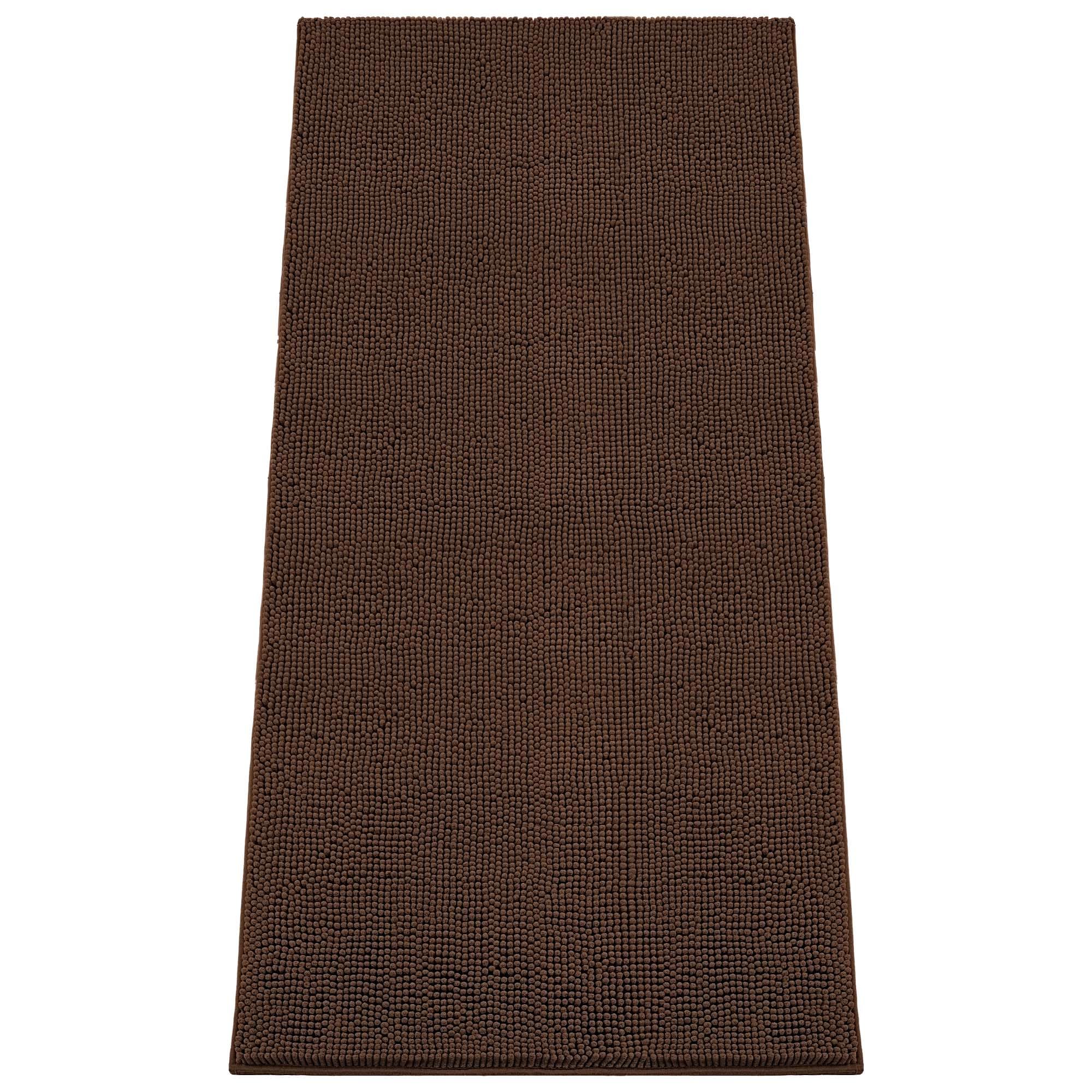 Absorbent Dog Door Mat for Muddy Paws, 72" x 36" Chenille Indoor Mats for Entryway, Trap Dirt Front Door Mat Indoor Entrance Washable Non Slip Soft Brown
