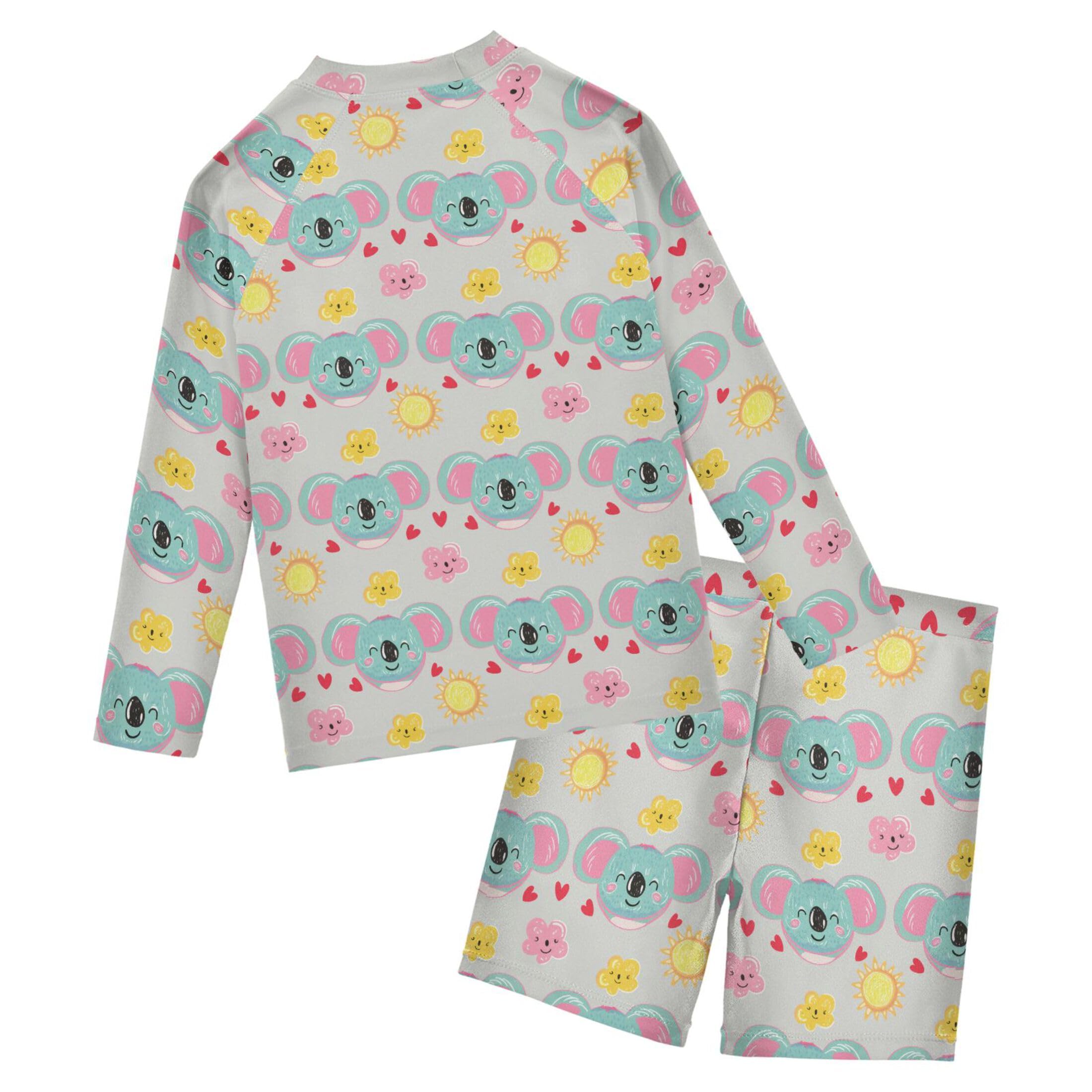 Cute Koala Toddler and Baby Boys' 2-Piece Swimsuit Trunk, Long Sleeve Rashguard Bathing Suit B0404136