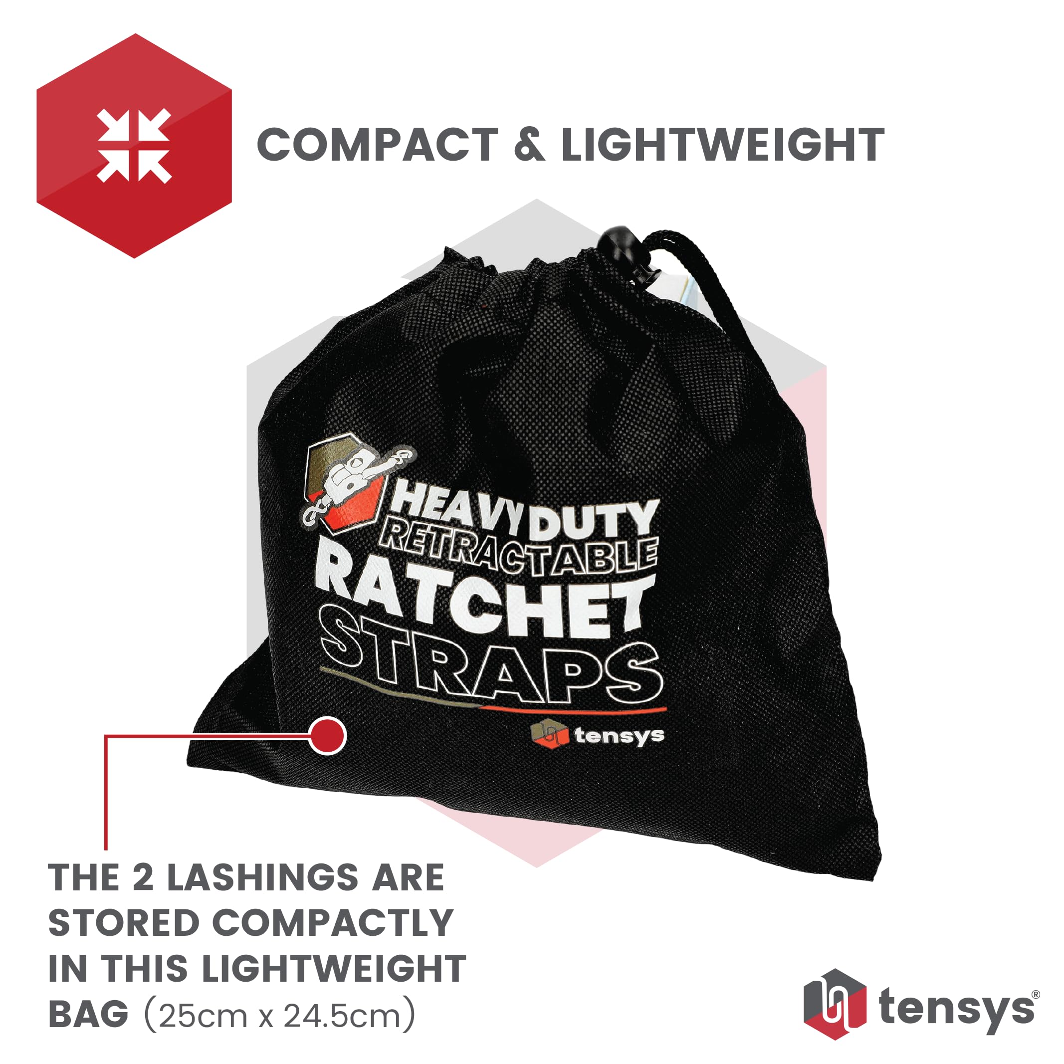 TENSYS Retractable Ratchet Tie Down Straps Set - Image 3