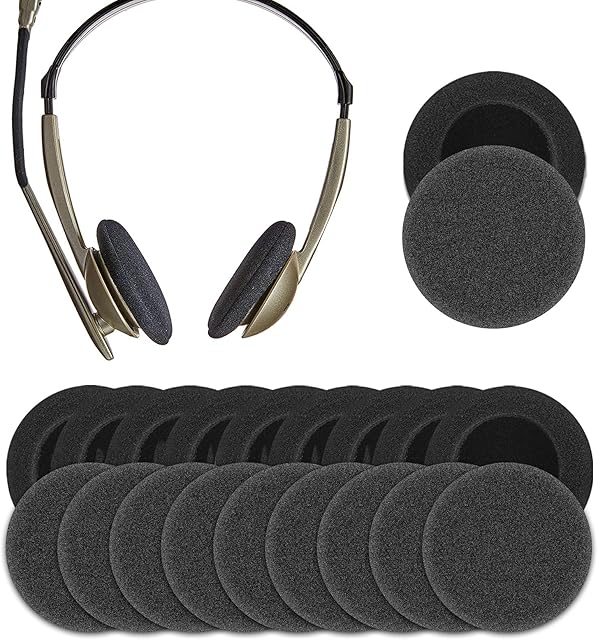 Geekria 10 Pairs 2 Inch (50mm) QuickFit Foam Replacement Ear Pads for AKG Koss Logitech Plantronics Rapoo Sennheiser Sony Headphones Earpads, Headset Ear Cushion Repair Parts (Black)