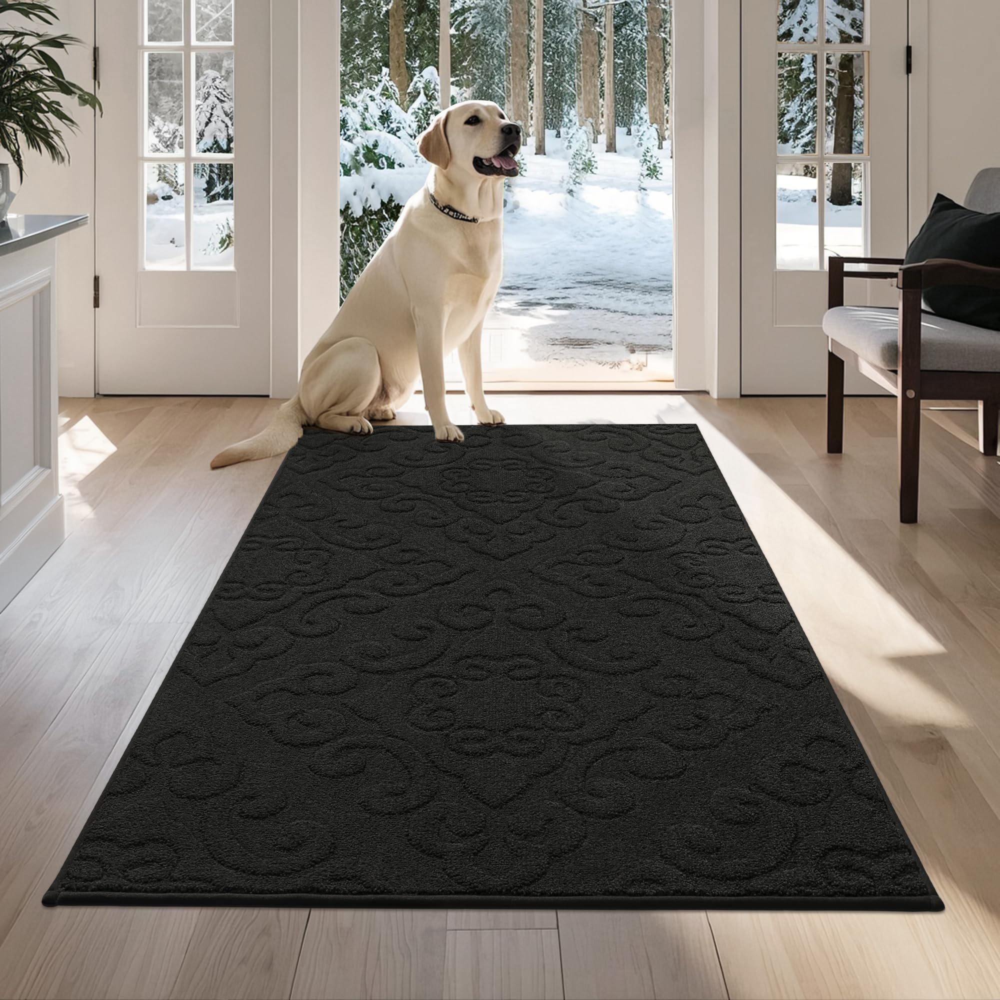 COSY HOMEER Door Mat 36”x60”,Absorbent Dirt Trapper Entryway Rugs,Non-Slip Welcome Mat,Washable Entry Rugs,Low Pile Doormat for Front Back Door,Wet